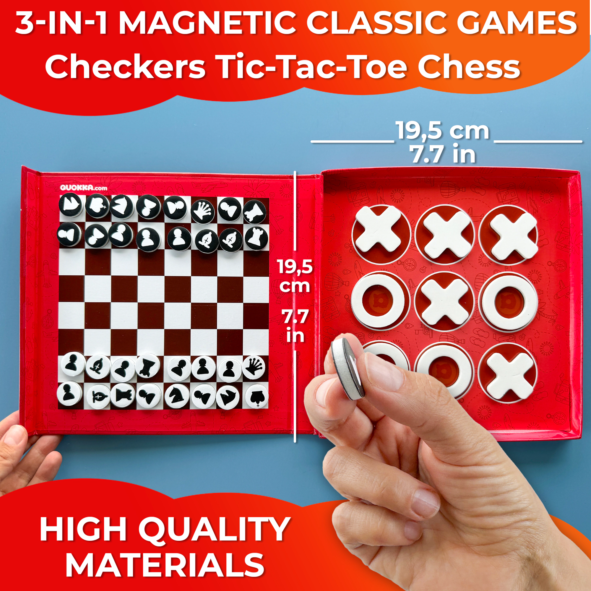 QUOKKA Magnetic Travel Games for Kids Ages 3-5, Portable Activity Set with Game Board and Pieces