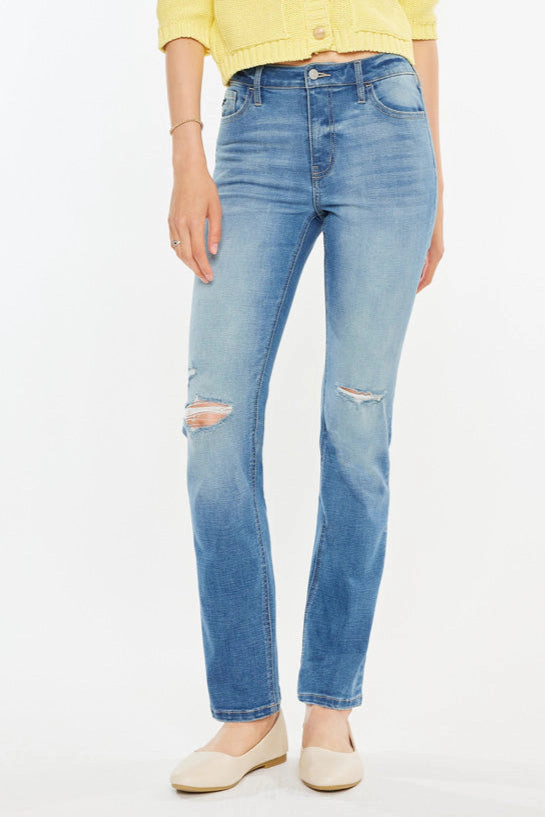 KanCan Women's Essentials High Rise Slim Straight Jeans Diana