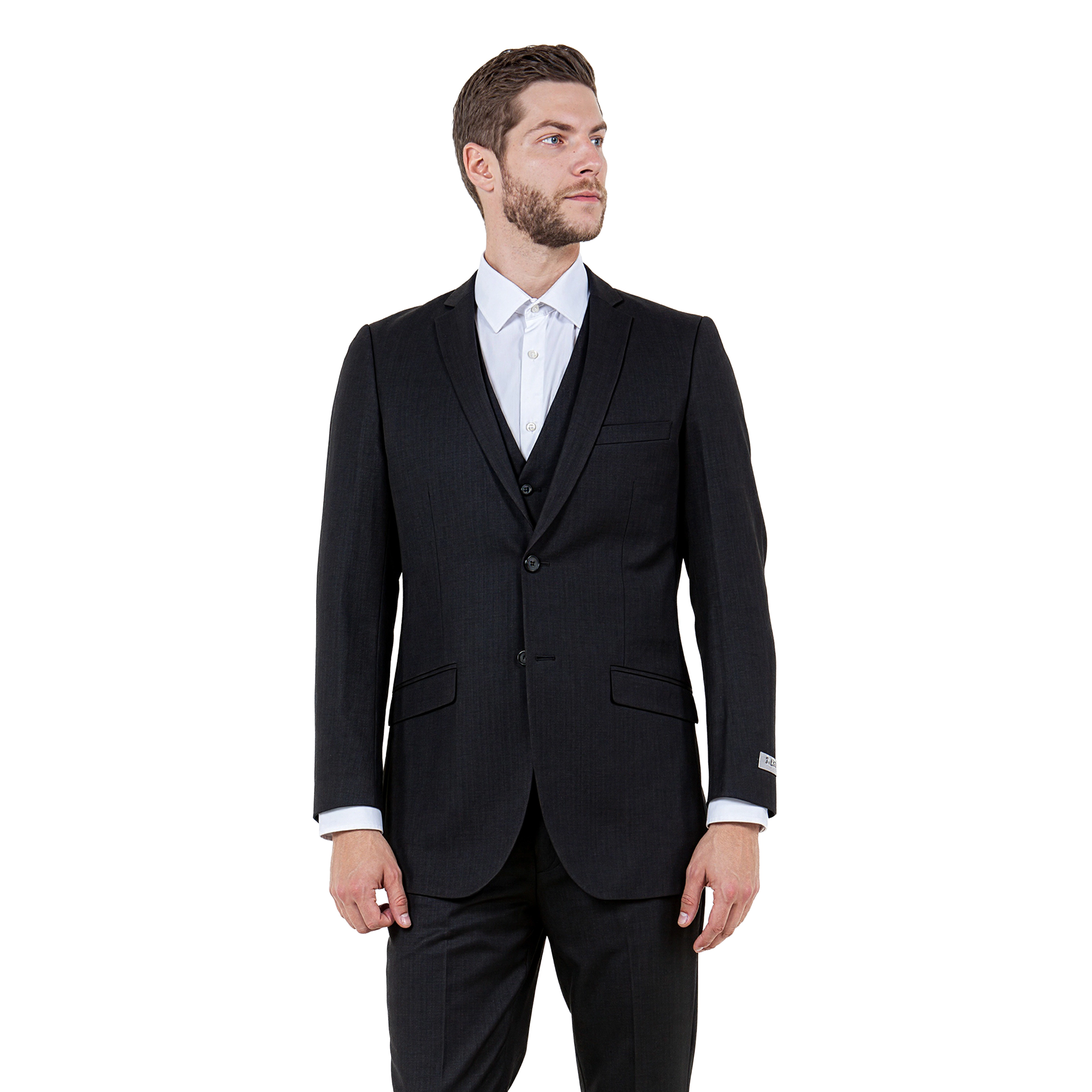 Tazzio Men's Slim Fit 3 Piece Vested Sharkskin Suit Set