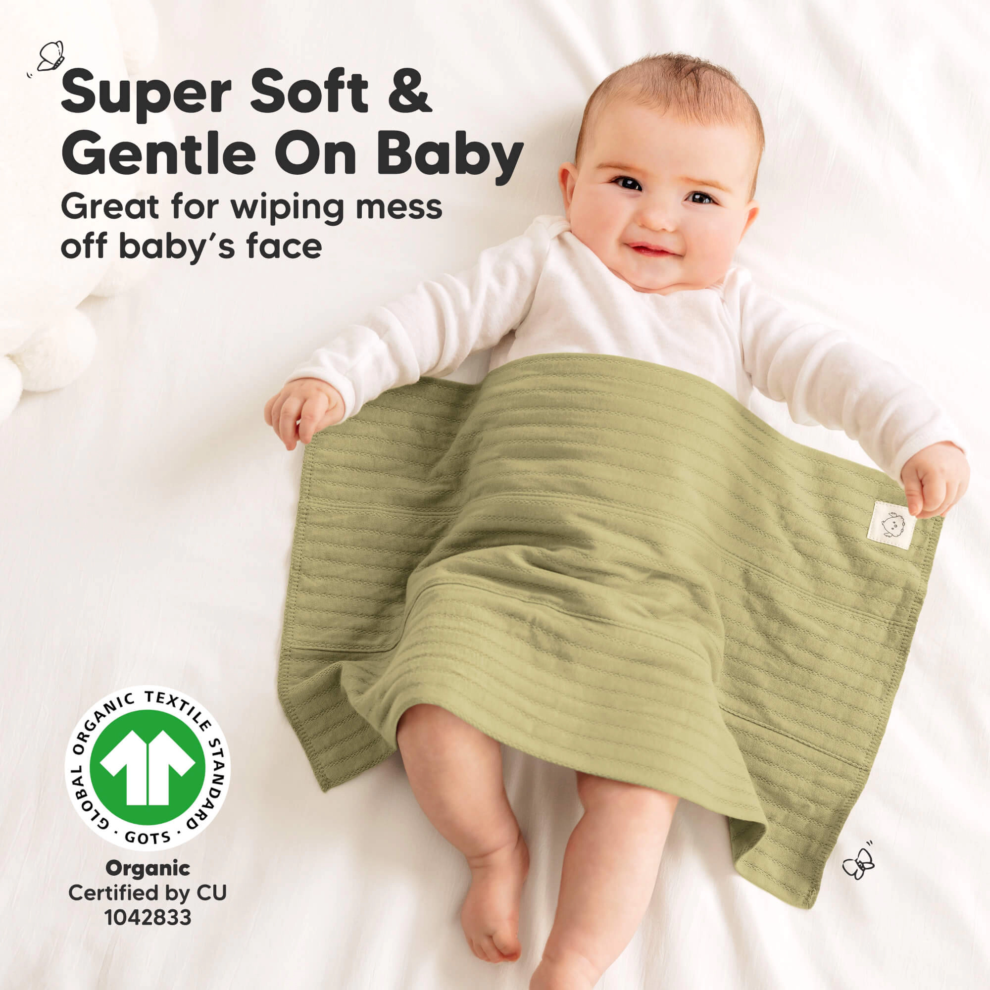 KeaBabies 6-Pack Shea (Stria) Burp Cloths for Baby Boys, Girls