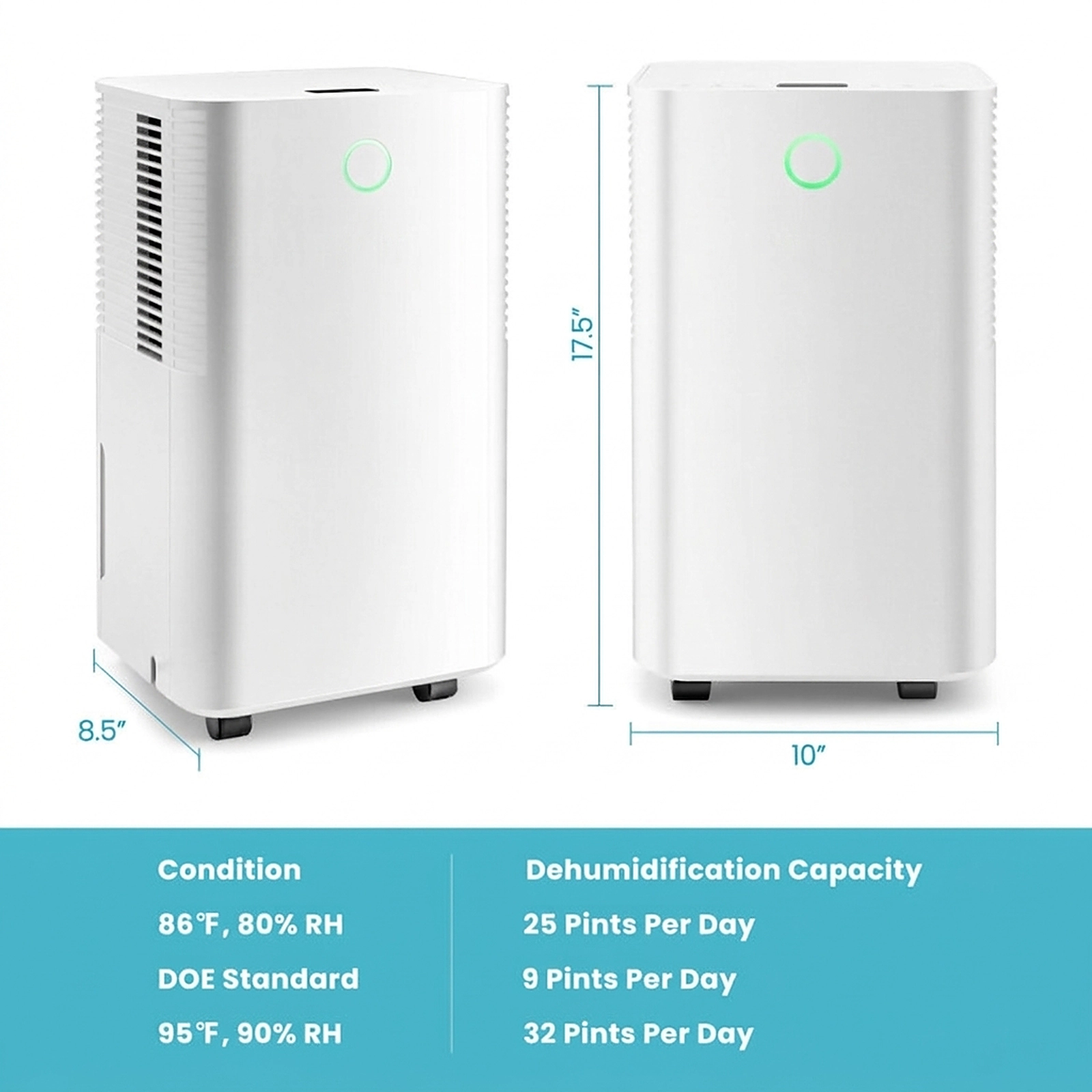 SUGIFT White 1750-Sq-Ft 32-Pint Dehumidifier with Auto Defrost and 24H Timer 10-in W 8.5-in D 17.5-in H