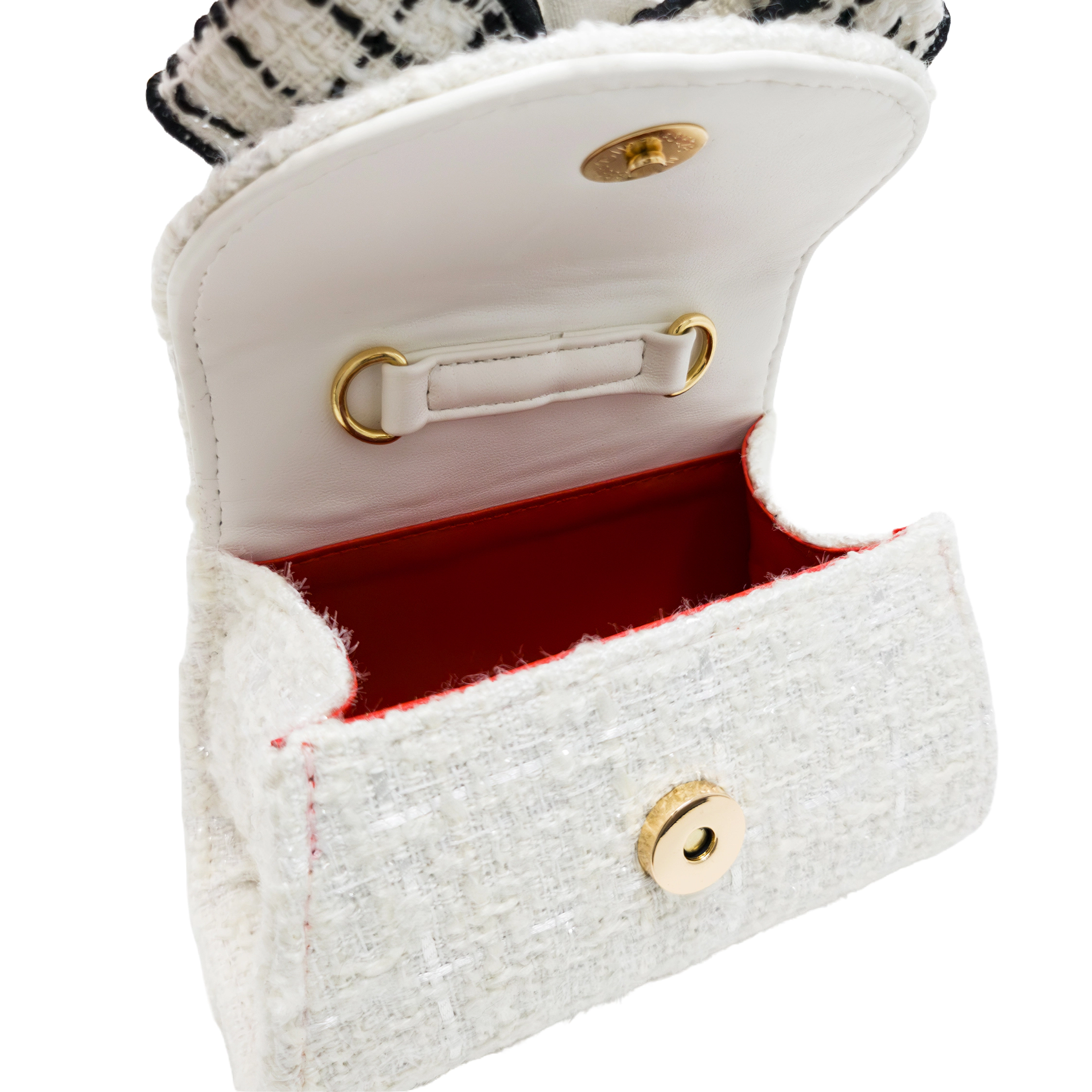 Puttisu Kids Coco Ribbon Tweed Handbag with Pearl Handle