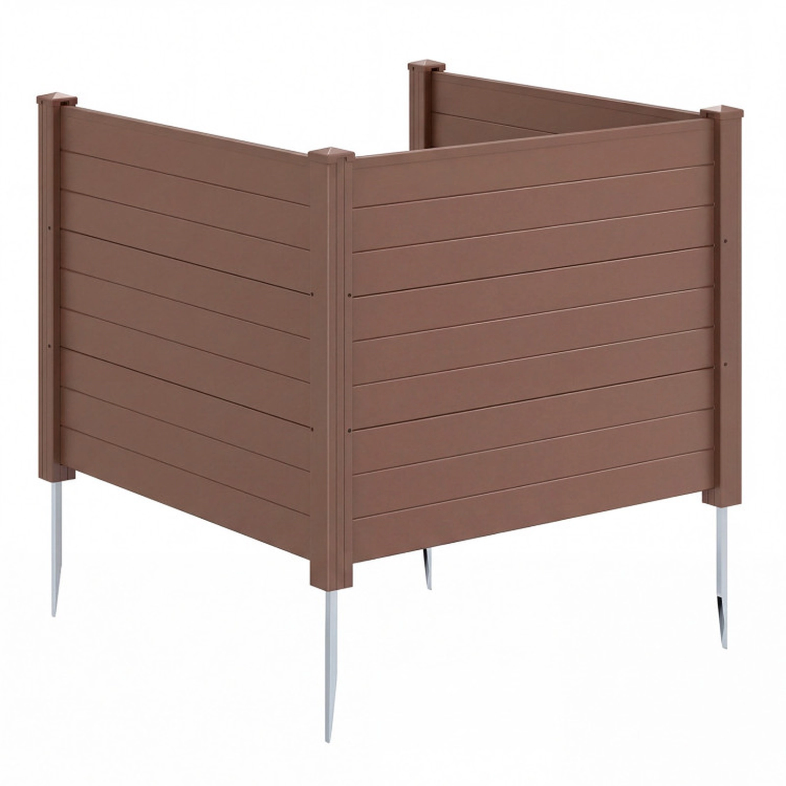 SUGIFT 3-Panel 48 x 38 in Garden Trellis Air Conditioner Fence with Metal Ground Stakes for Patio and Backyard Brown