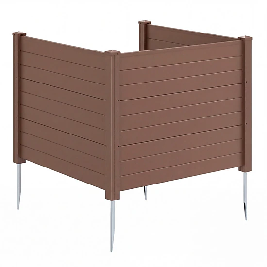 SUGIFT 3-Panel 48 x 38 in Garden Trellis Air Conditioner Fence with Metal Ground Stakes for Patio and Backyard Brown