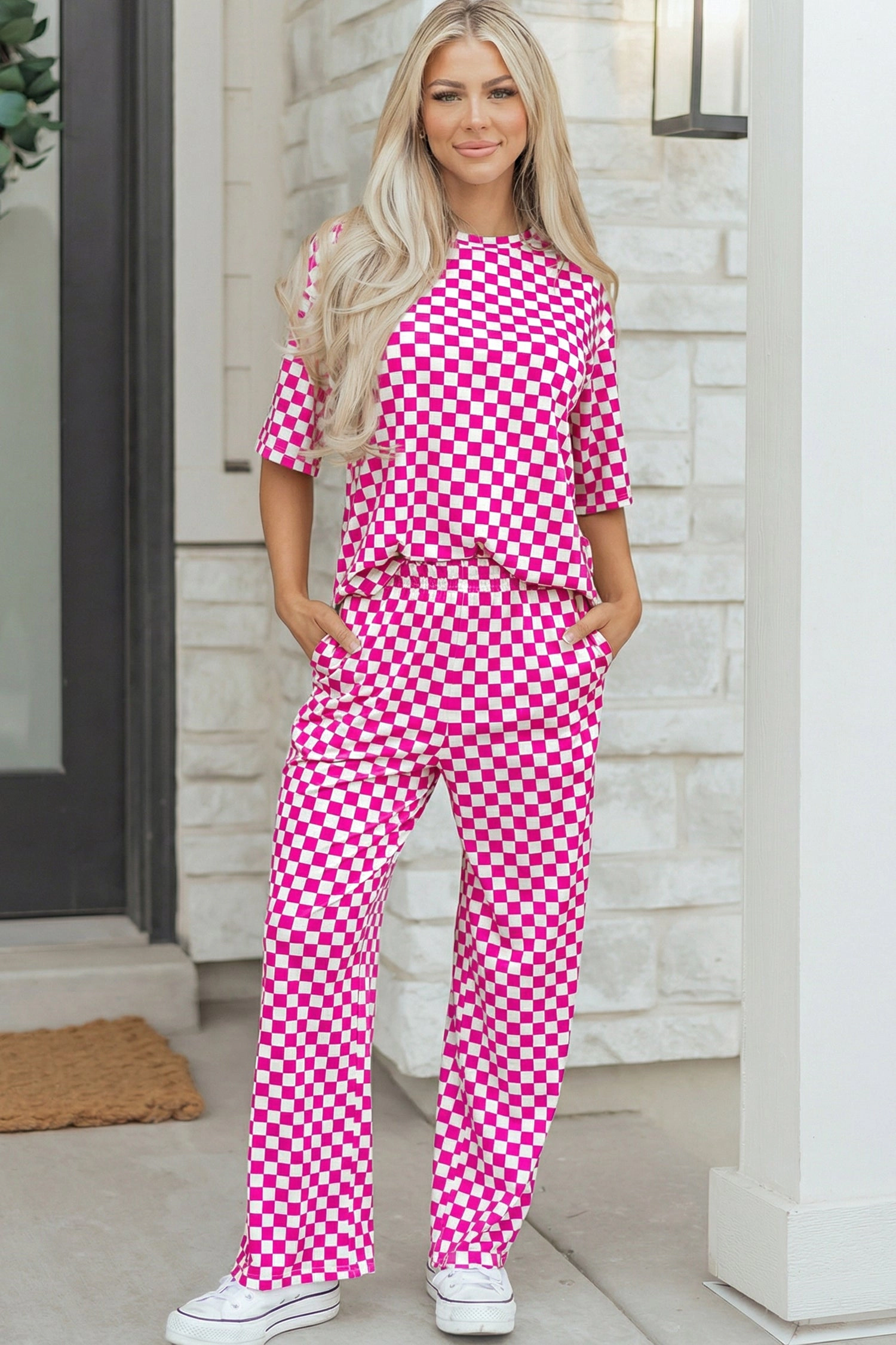 Threaded Pear Women's Elisa Print Half Sleeve Lounge Set