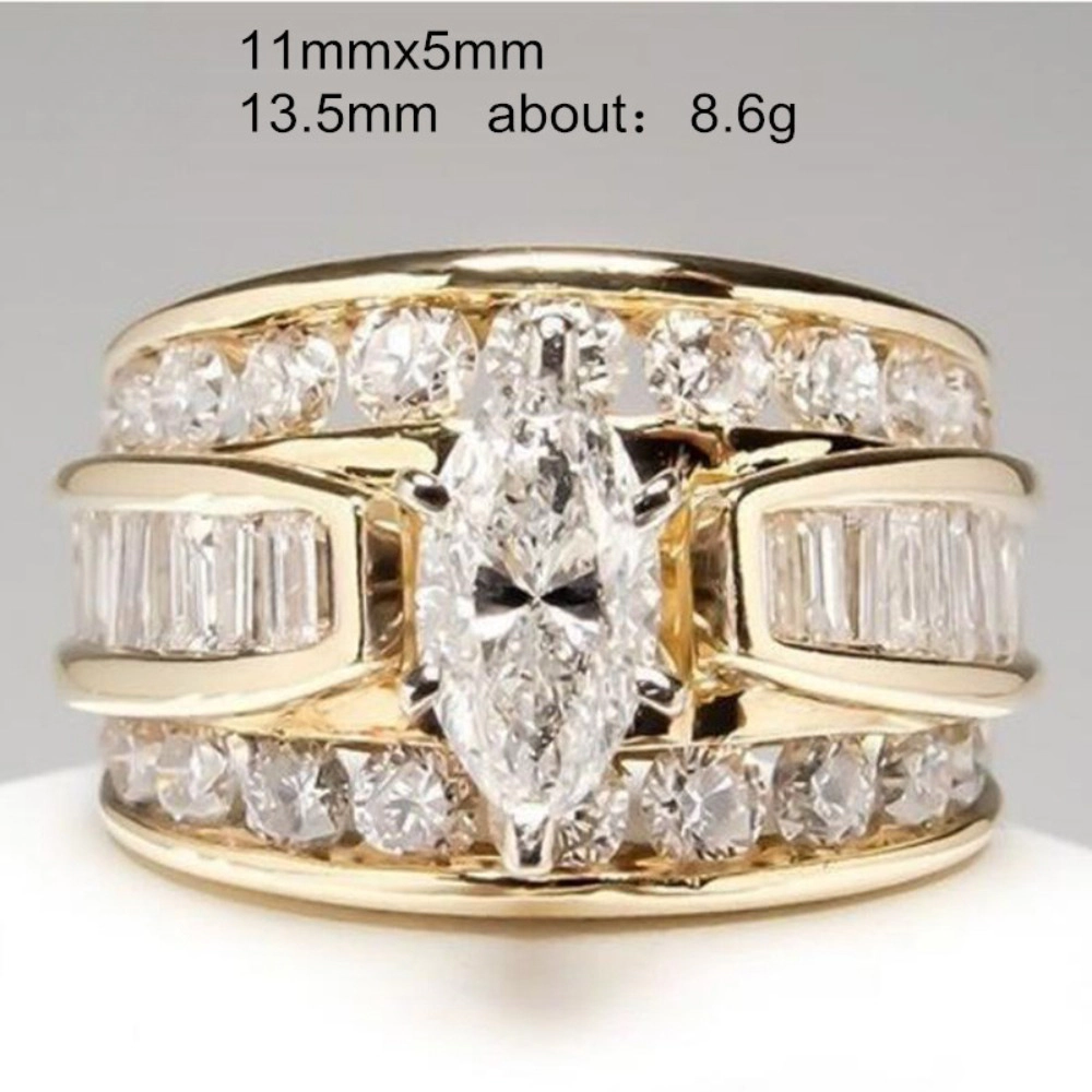 Wardrobe Whimsy Marquise Cut Cubic Zirconia Multi‑Row Wide Band Bridal Ring