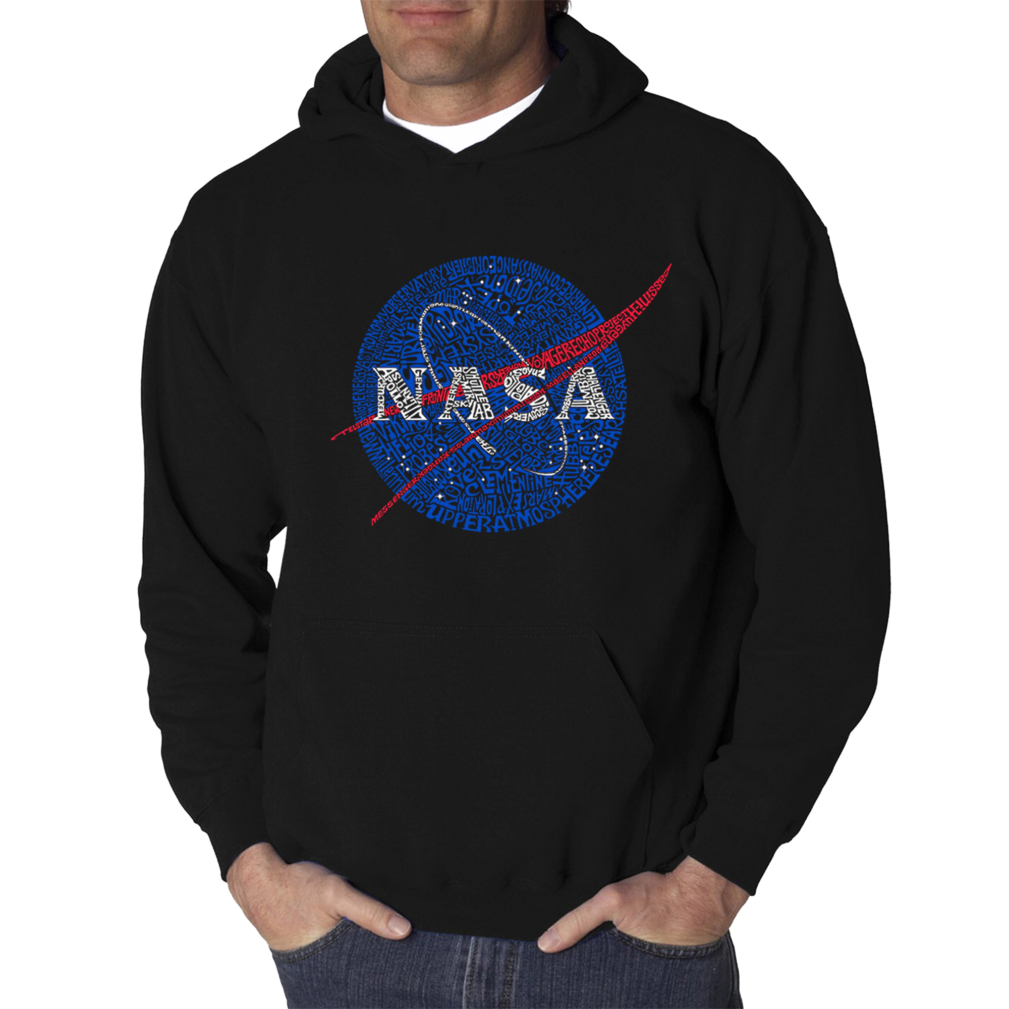 LA Pop Art NASA's Most Notable Missions - Men's Word Hooded Sweatshirt