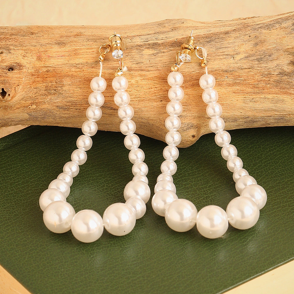SOHI Women's White Beads Drop Earrings