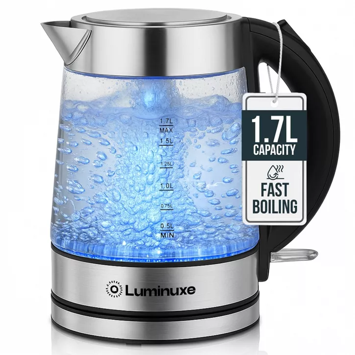 Luminuxe 1.7L Electric Kettle, Speed-Boil Glass Electric Water Boiler & Warmer, Auto Shut-Off Cool Touch Handle
