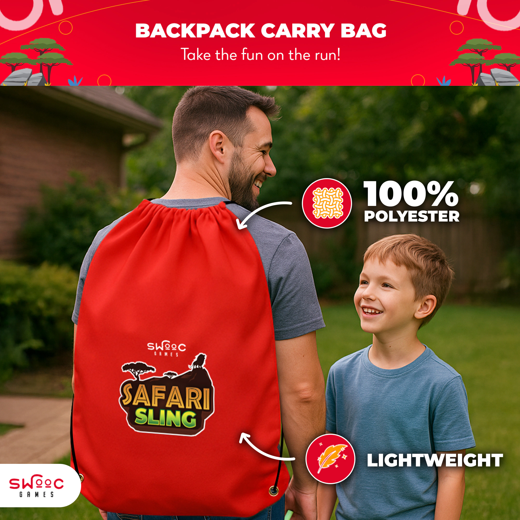 Swooc Games | Safari Sling™ | 2-in-1 Bean Bag Toss Game for Kids