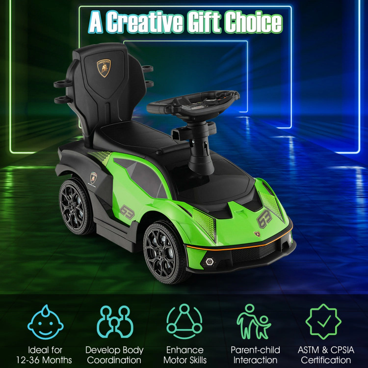 Hivvago 3-in-1 Licensed Lamborghini Ride on Push Car with Handle Guardrail