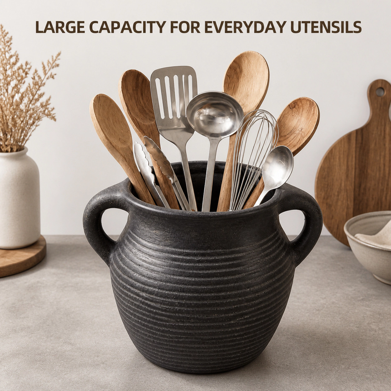 WZK Large Ceramic Farmhouse Rustic Kitchen Utensil Holder