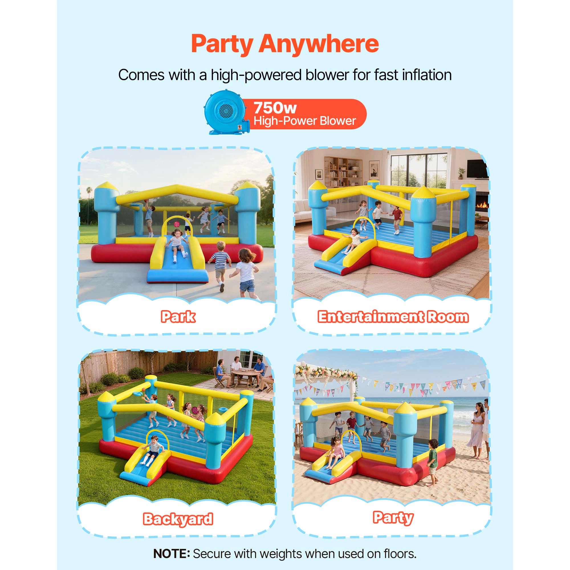 HONGGE Inflatable Bounce House Slide Castle for Kids Ages