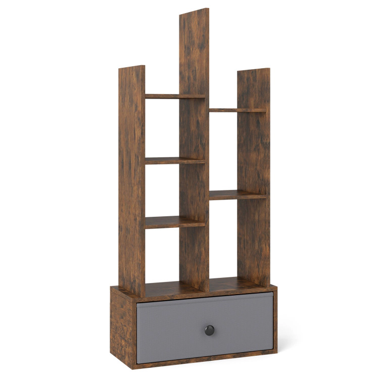 Hivvago 7-Tier Open-Back Bookshelf with Drawer