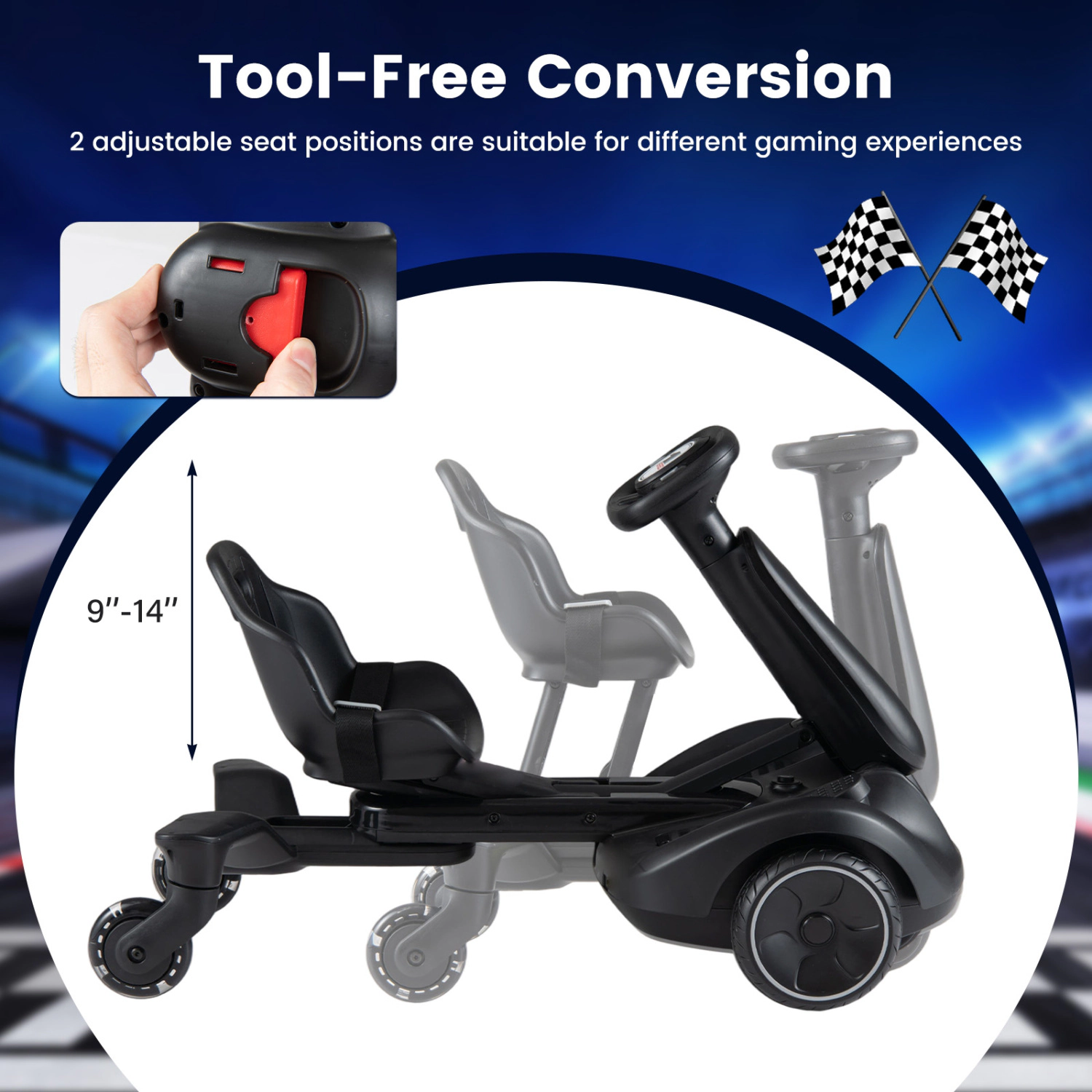 LJG Kids 6V Ride-on Drift Car with Lights and Adjustable Seat