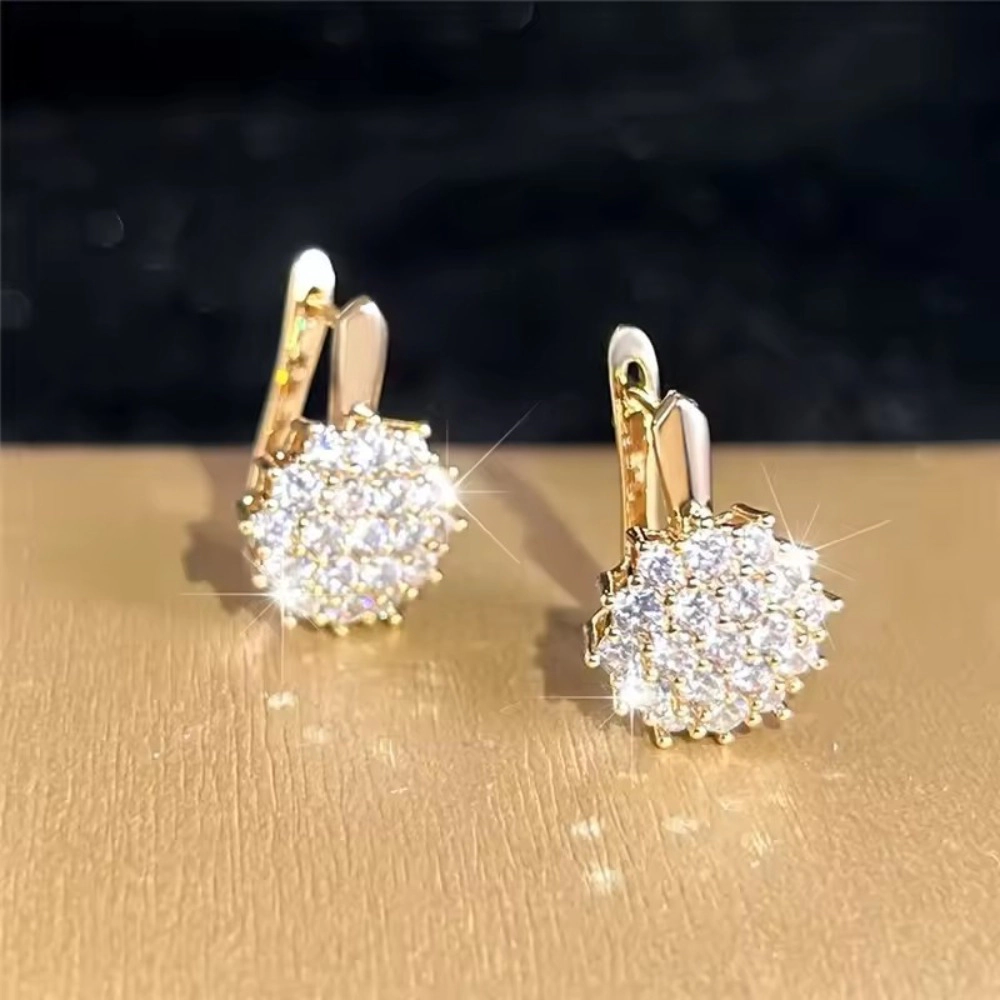 Wardrobe Whimsy Womens Flower Cluster Pave Sparkling Earrings