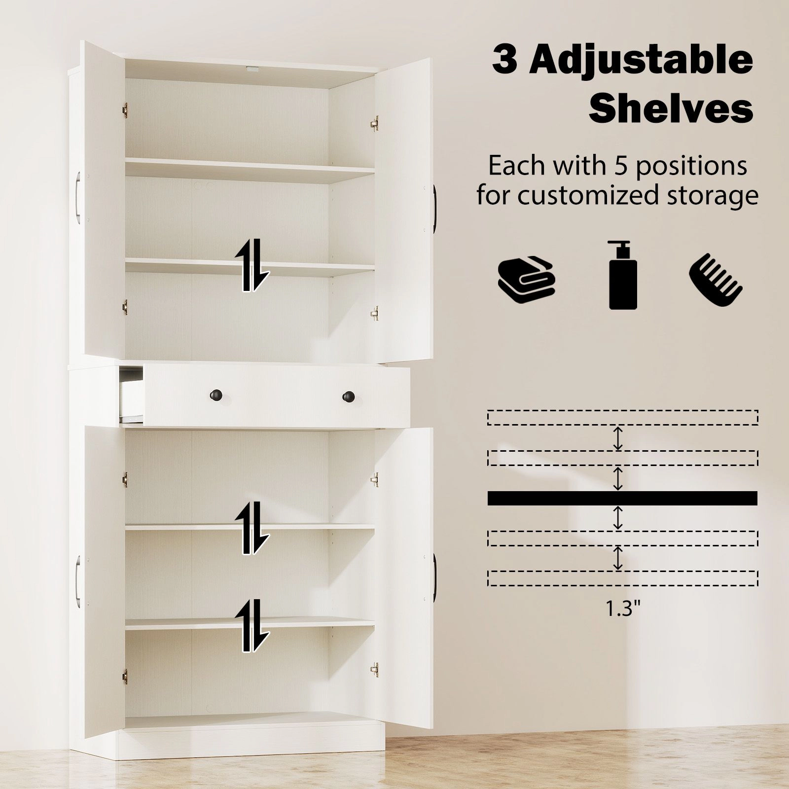 SlickBlue 72 Inch Kitchen Pantry Storage Cabinet with Barn Doors White