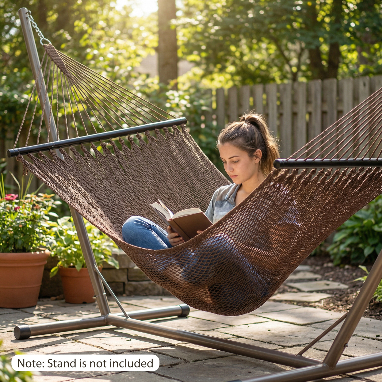 LJG Caribbean Hammock with Spreader Bar for Patio Poolside