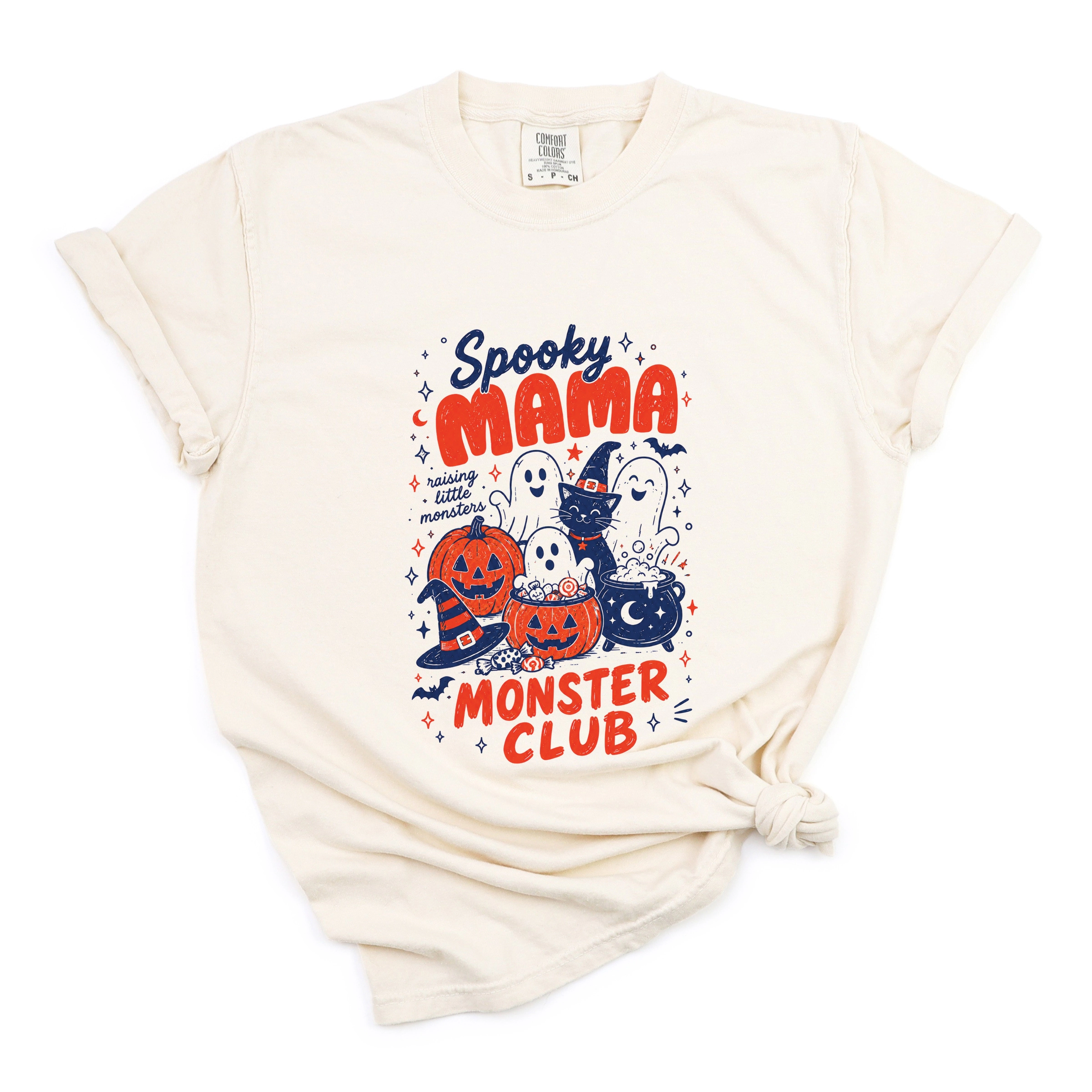 Simply Sage Market - Women's Garment Dyed Graphic T-Shirt Spooky Mama Monster Club