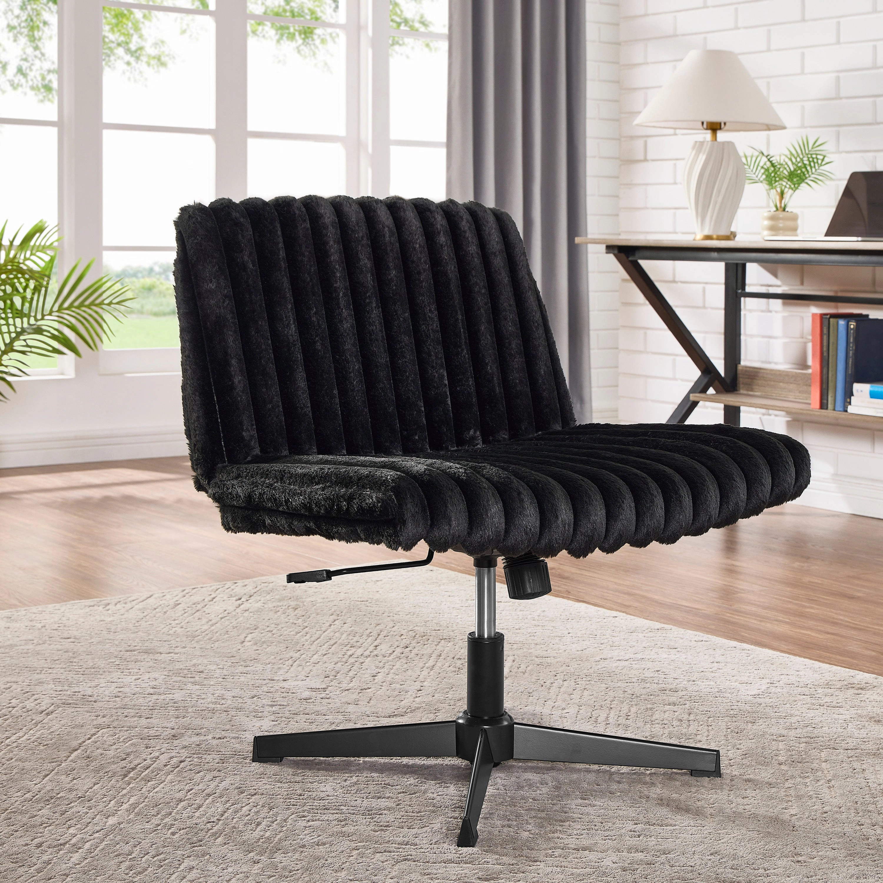 Platinum-Level Office Chairs Roundhill Blynn Adjustable Swivel Criss-Cross Chair with Foam - Cream White