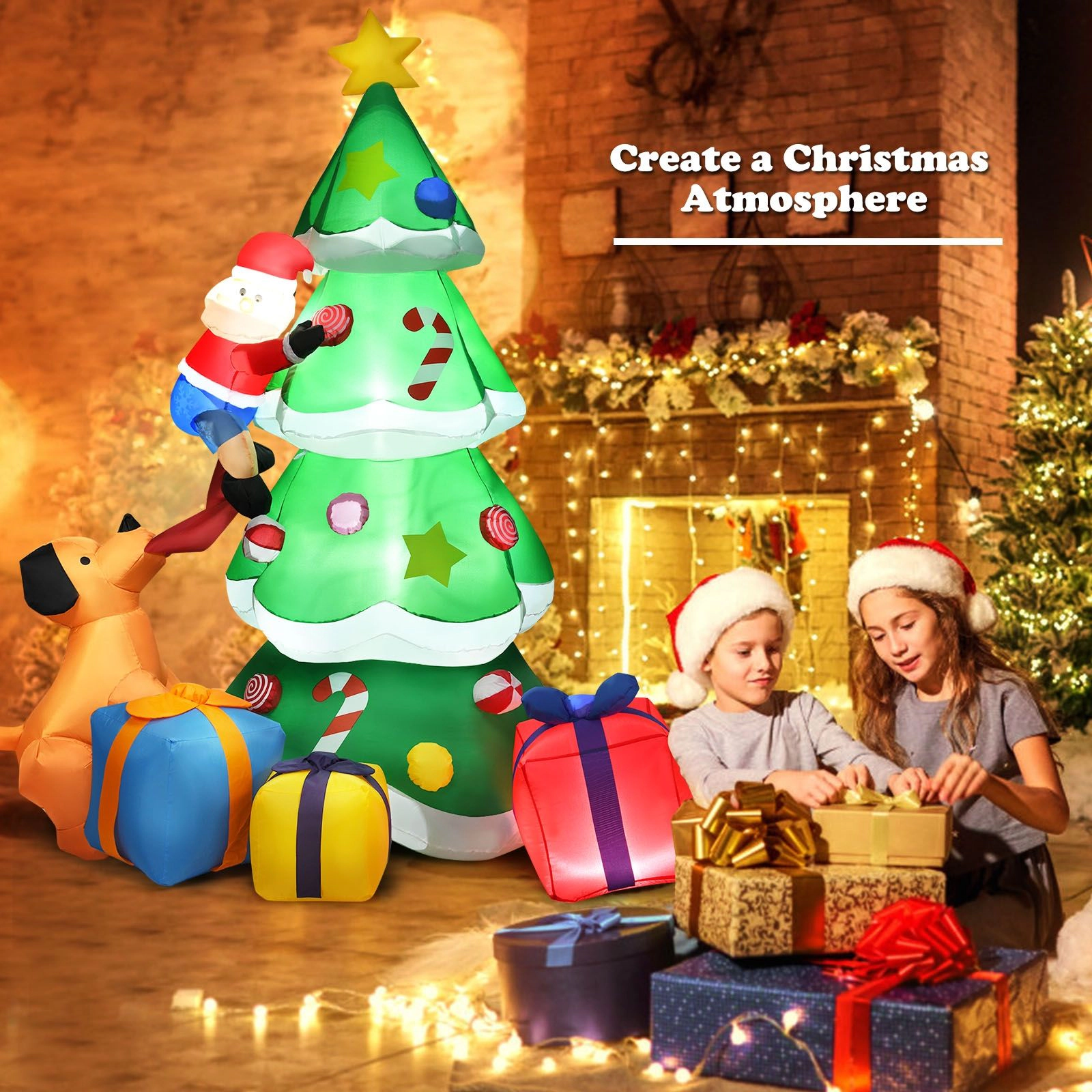 SlickBlue Unisex 7 Feet Lighted Inflatable Christmas Tree Decor