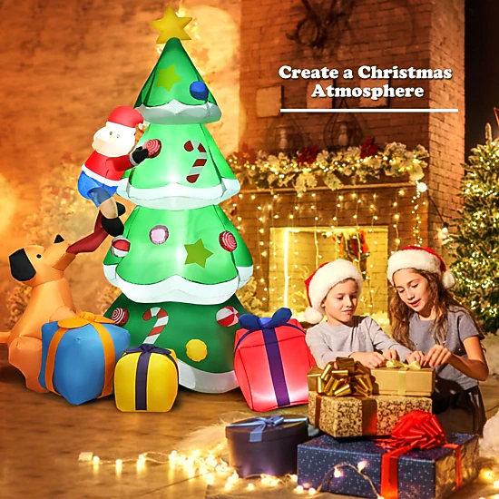 SlickBlue Unisex 7 Feet Lighted Inflatable Christmas Tree Decor, Color ...