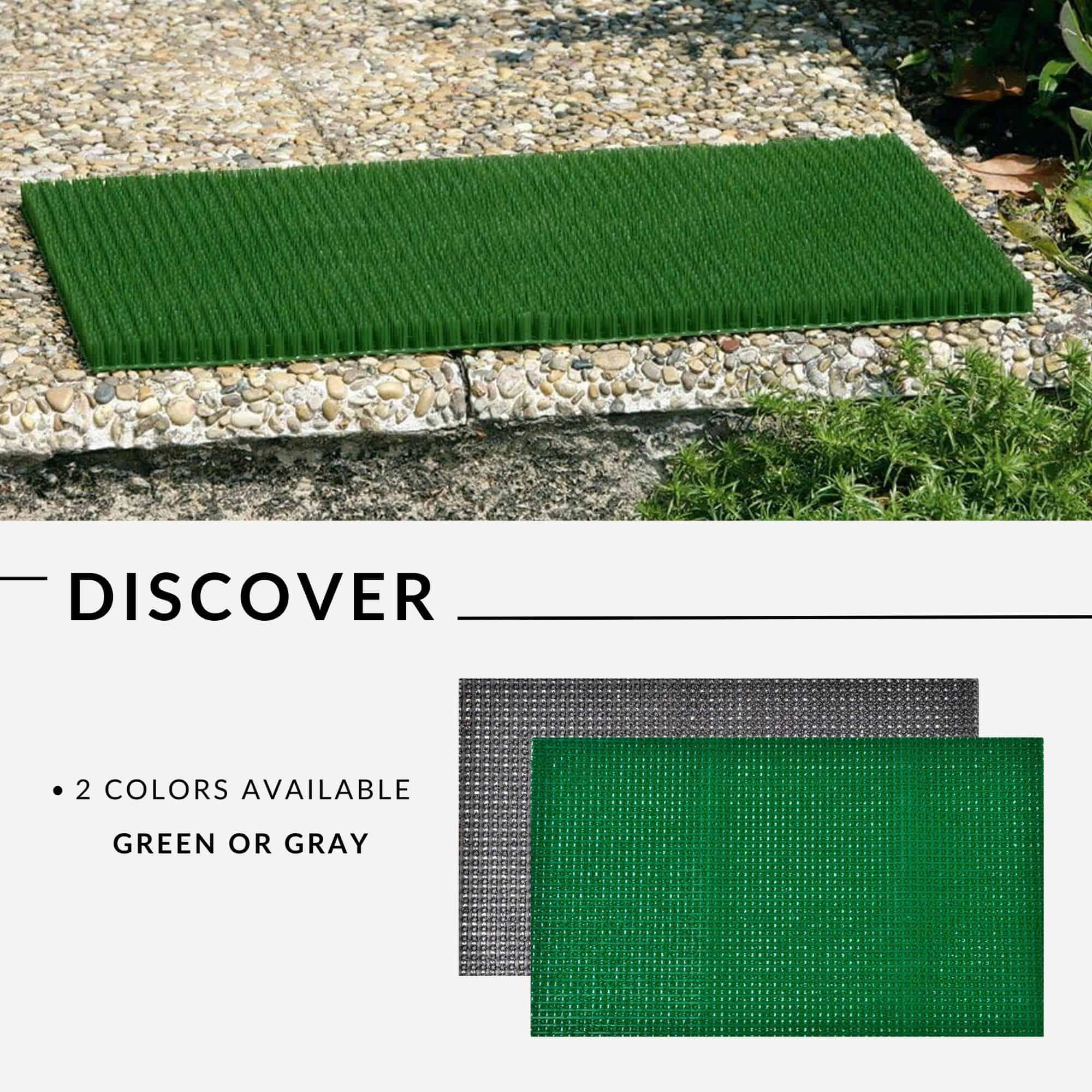 Evideco French Home Goods Green Pixie Grass Polyethylene Doormat 24 x 16 Inches
