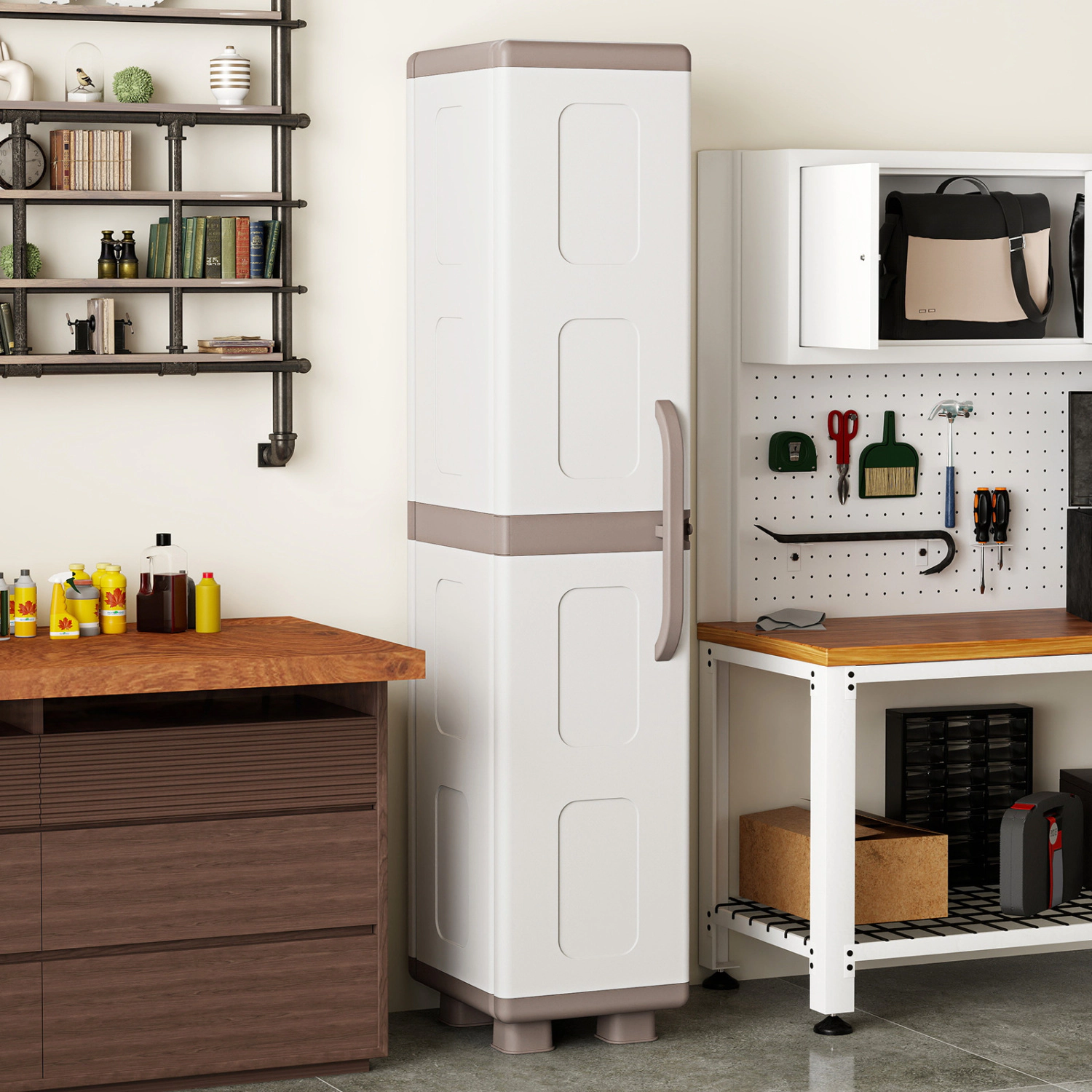 Glintex 70-Inch Slim PP Pantry Cabinet with 4 Adjustable Shelves