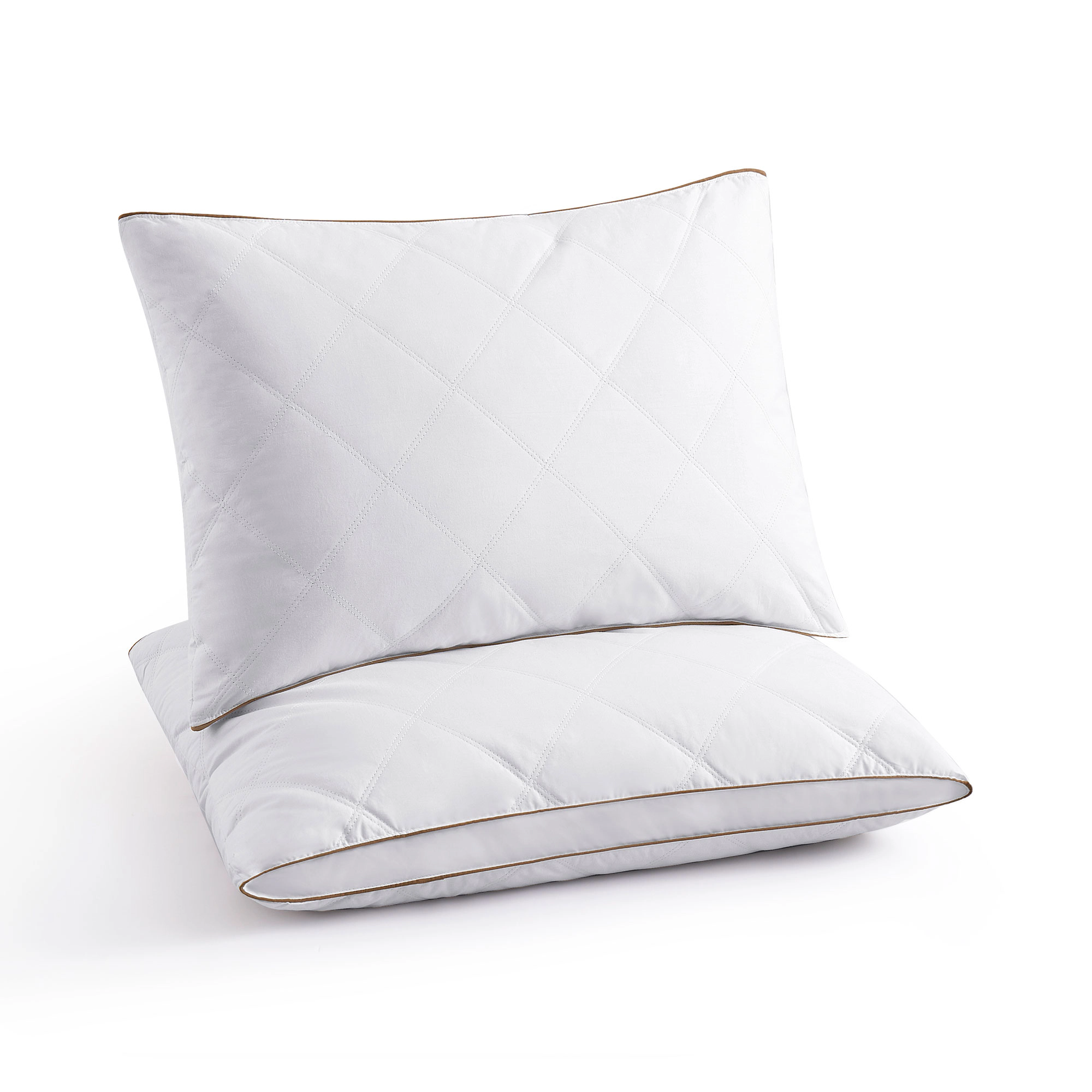 Unikome Twin Pack Goose Feather & Down Pillows – 1.5" Oval Gusset, Breathable 100% Cotton Cover