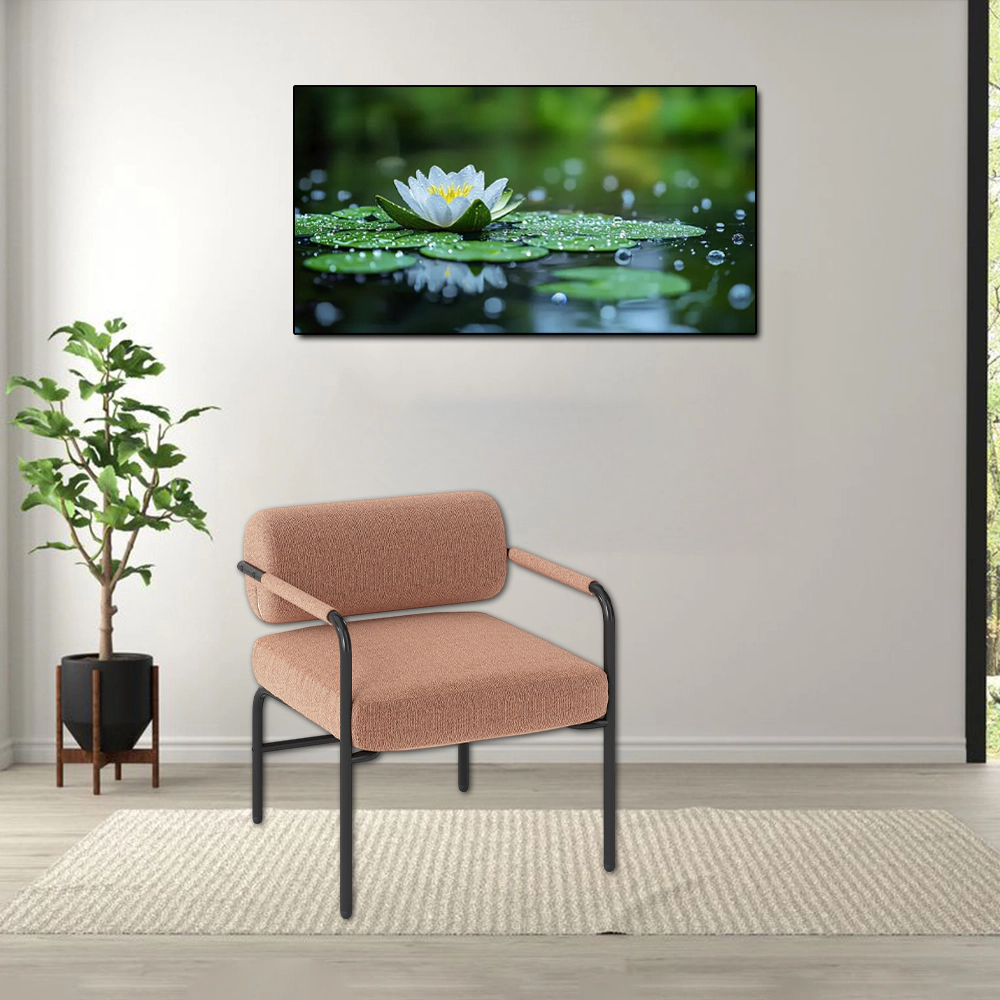 Hivvago Velvet Accent Armchair with Rounded Backrest and Metal Frame