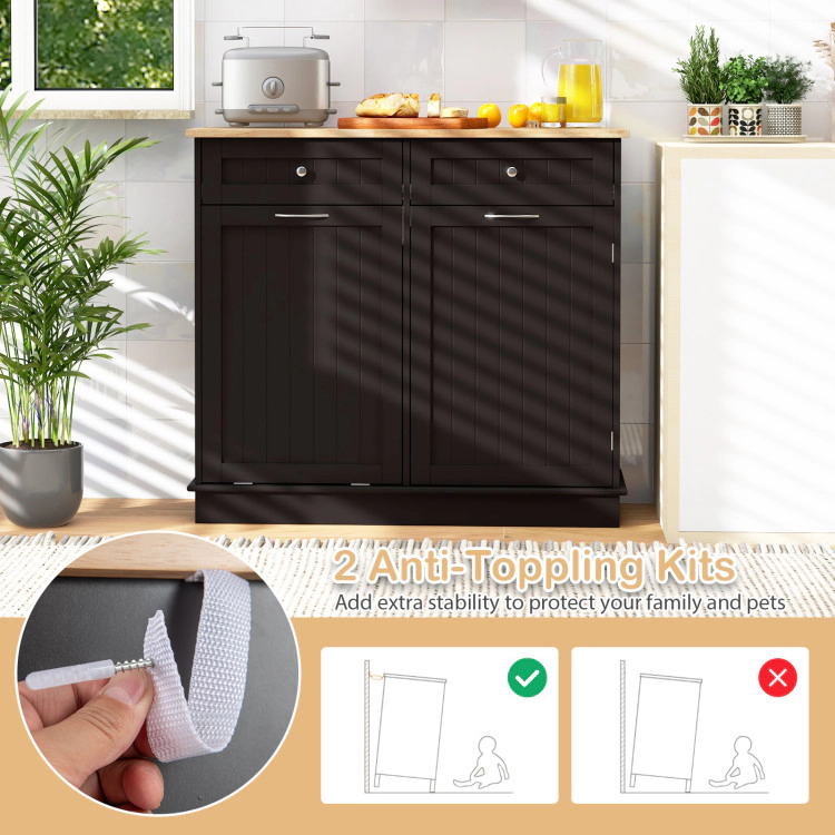 Hivvago Kitchen Tilt Out Trash Cabinet With 2 Drawers And Adjustable Shelf