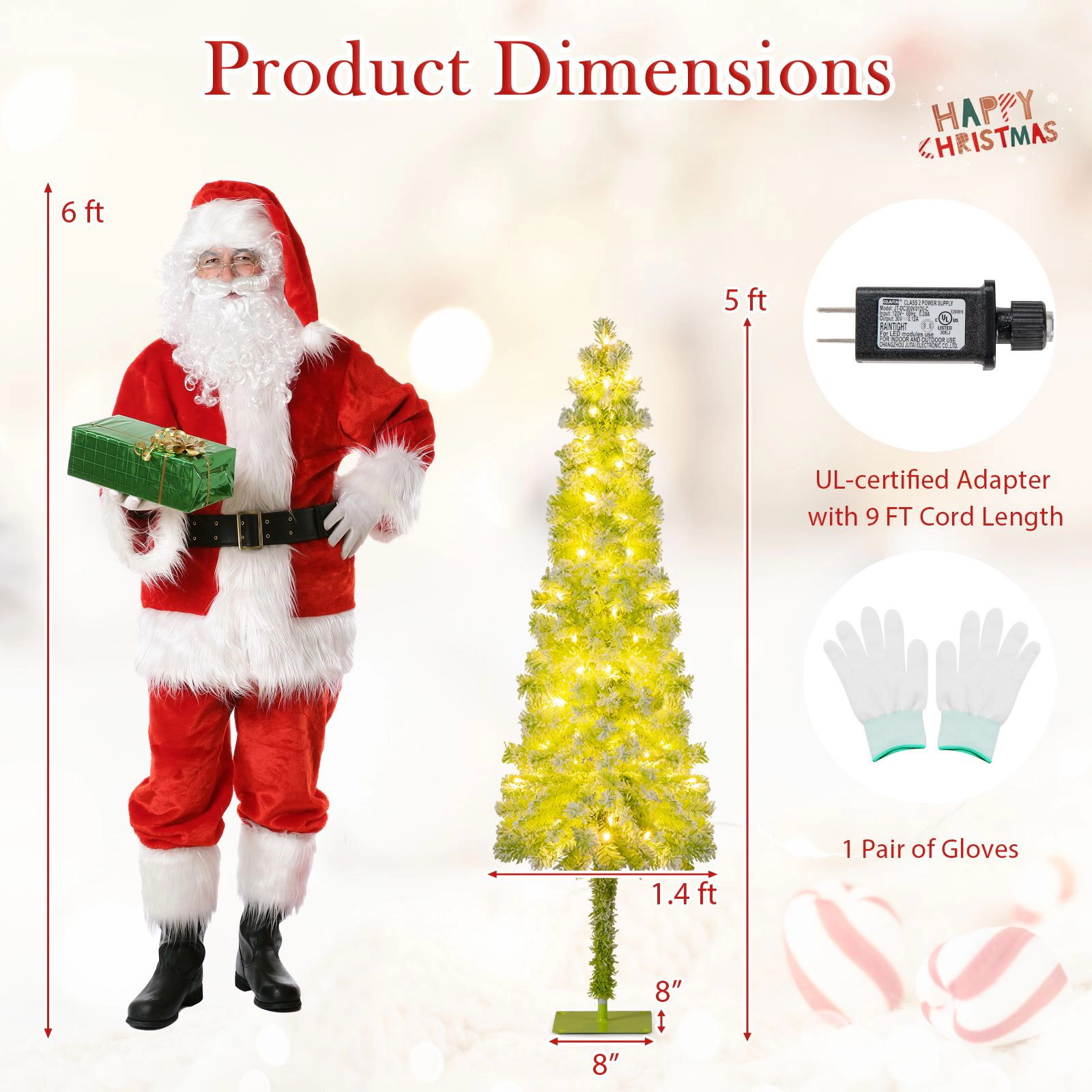 SlickBlue Pre-Lit Pencil Christmas Tree with Warm White LED Lights