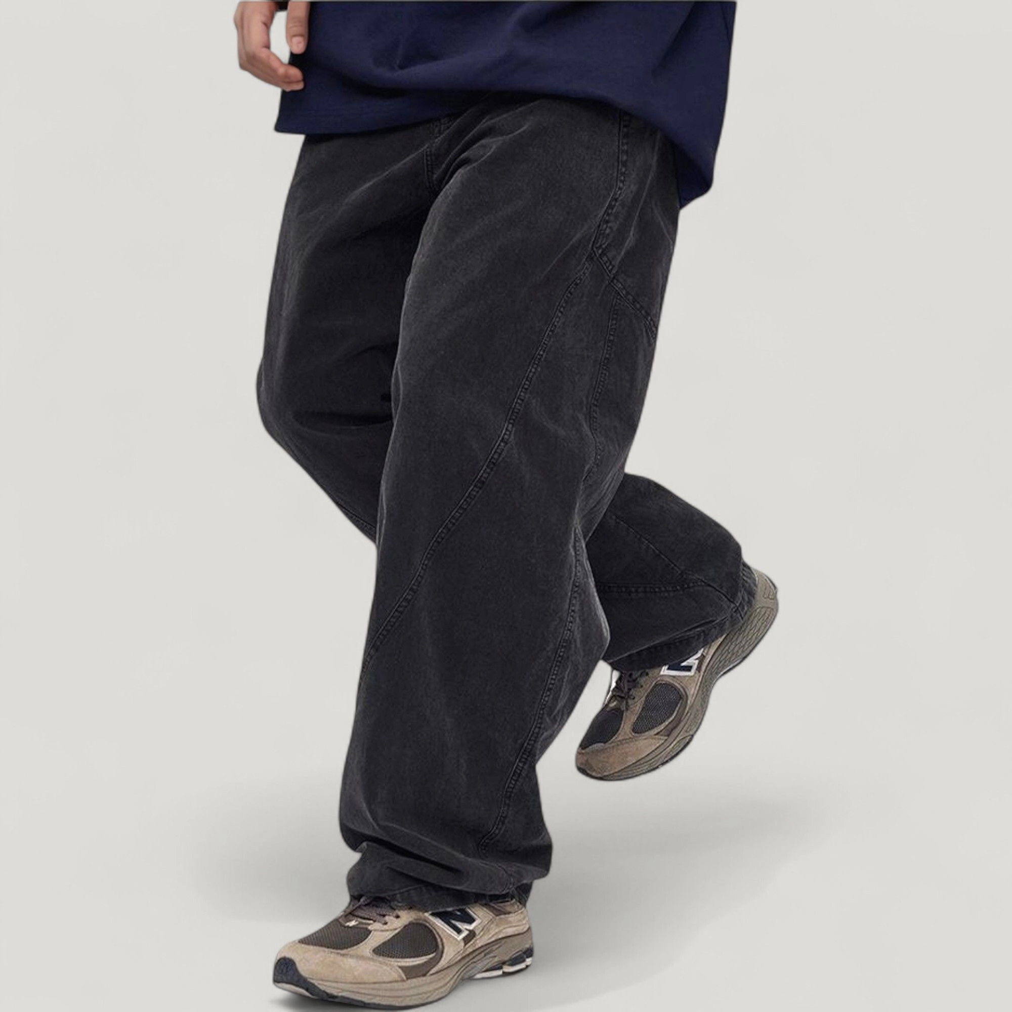 Anna-Kaci Men's Wide-Leg Relaxed Fit Pants with Classic Five-Pocket Design