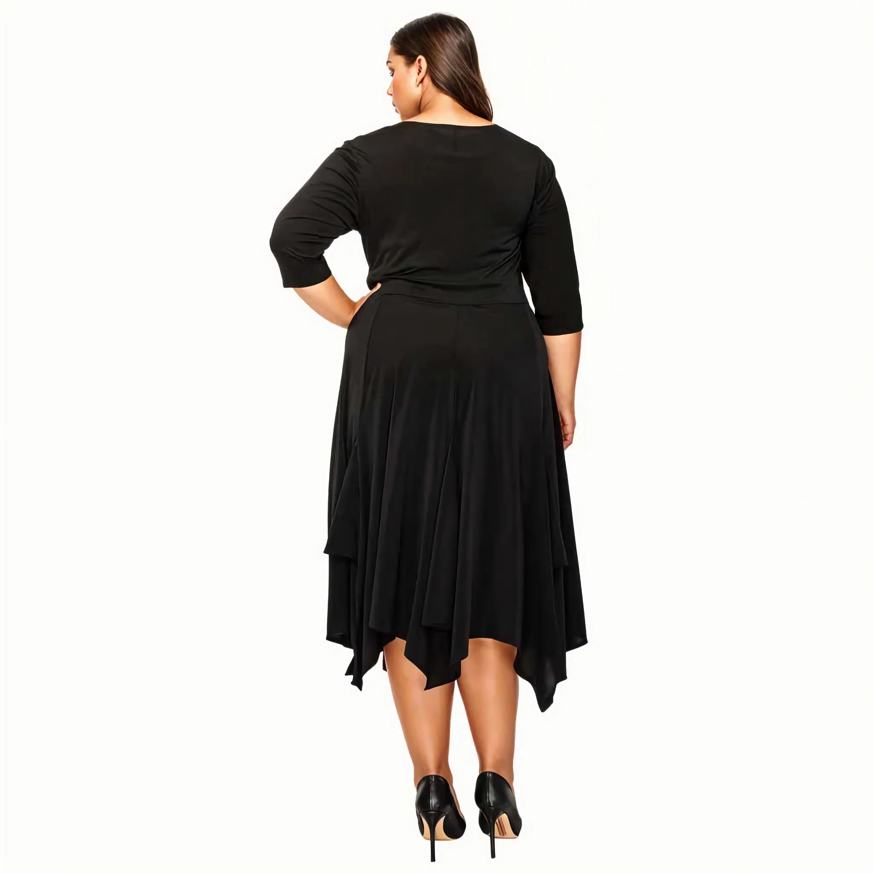 L I V D Women's Plus Shay Handkerchief Hem Dress