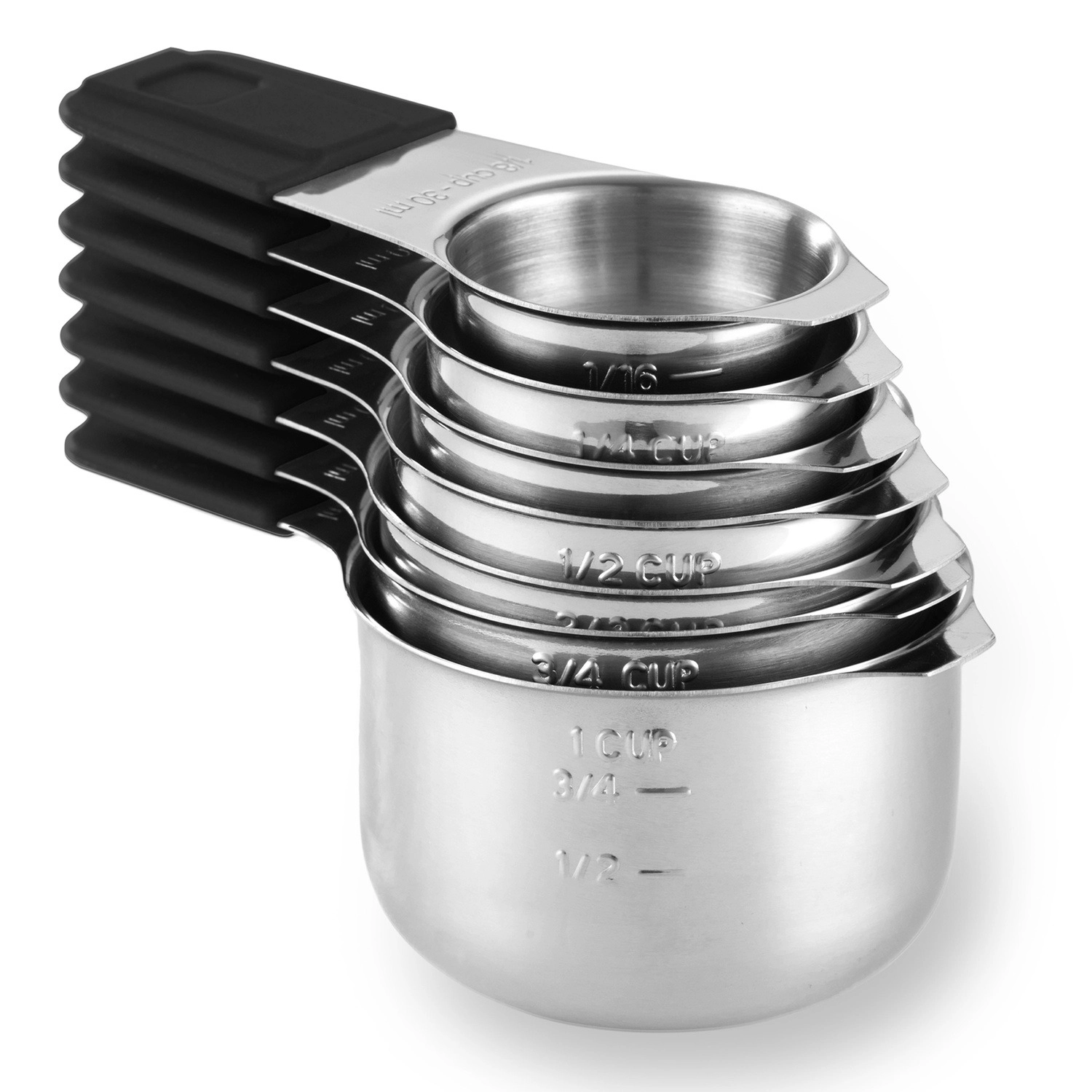 Luminuxe Magnetic Measuring Cups Set, 7Pc Heavy Duty Stainless Steel Nesting Measuring Cup Easy Read Engraved Markings