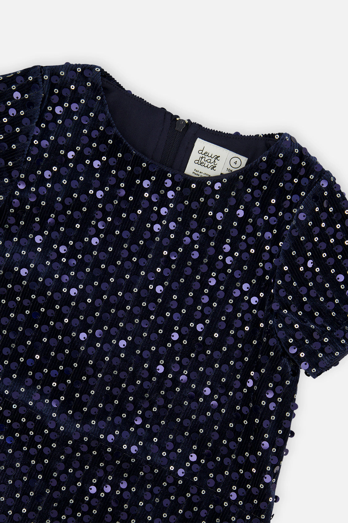 Deux par Deux Girls Sparkle Velour Short Sleeve A-Line Dress