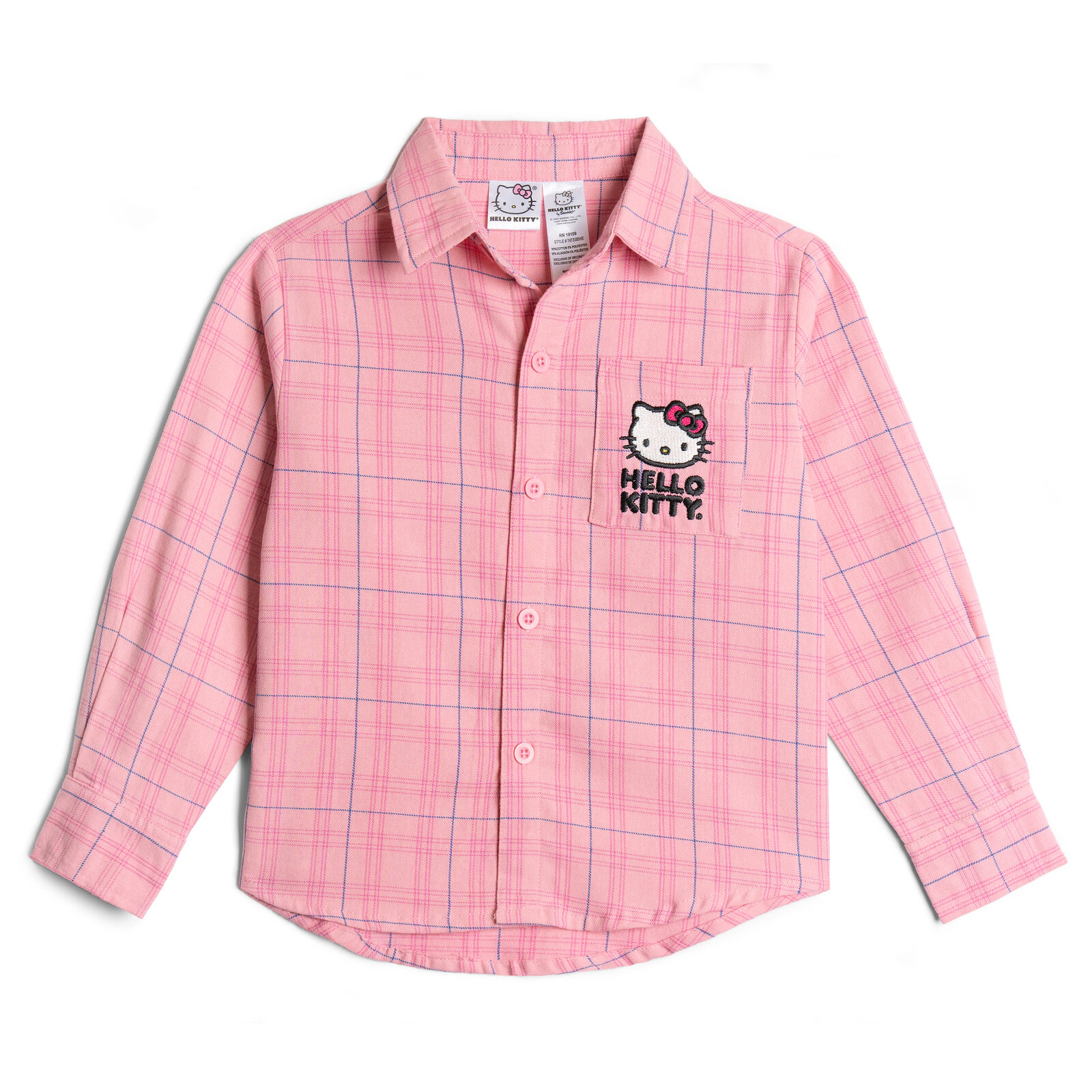Hello Kitty Girls' Long-Sleeve Flannel Button-Down Shirt