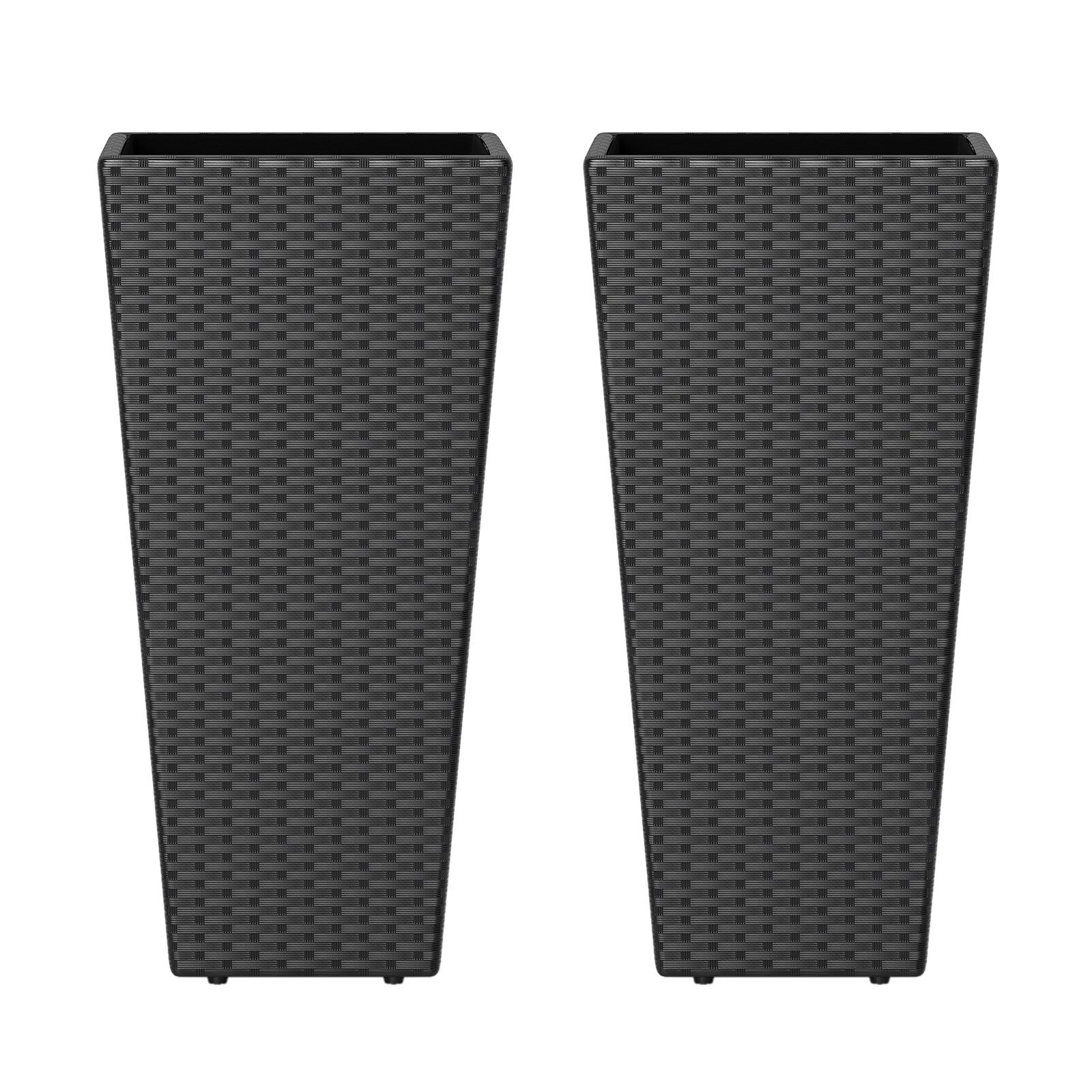 SUGIFT Set of 2 Black 30-in Tall Rattan Style Planters with Open-Ended Base 15-in W 15-in D 66-lb Pot Capacity