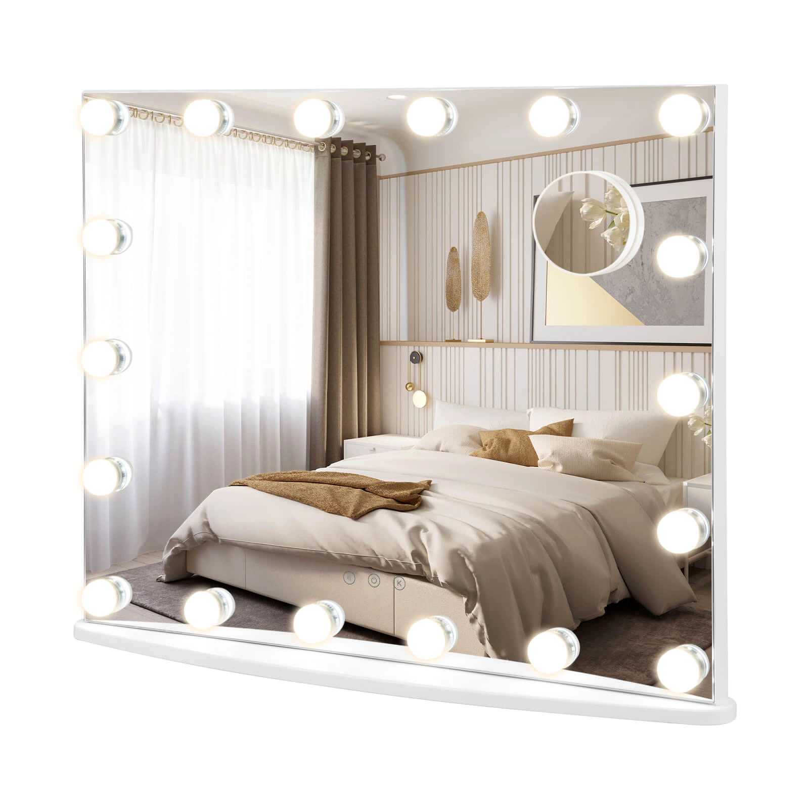 Slickblue 25.5 Inch LED Vanity Makeup Mirror with 18 LED Bulbs, 3 Light Modes and 3X Magnifying Mirror