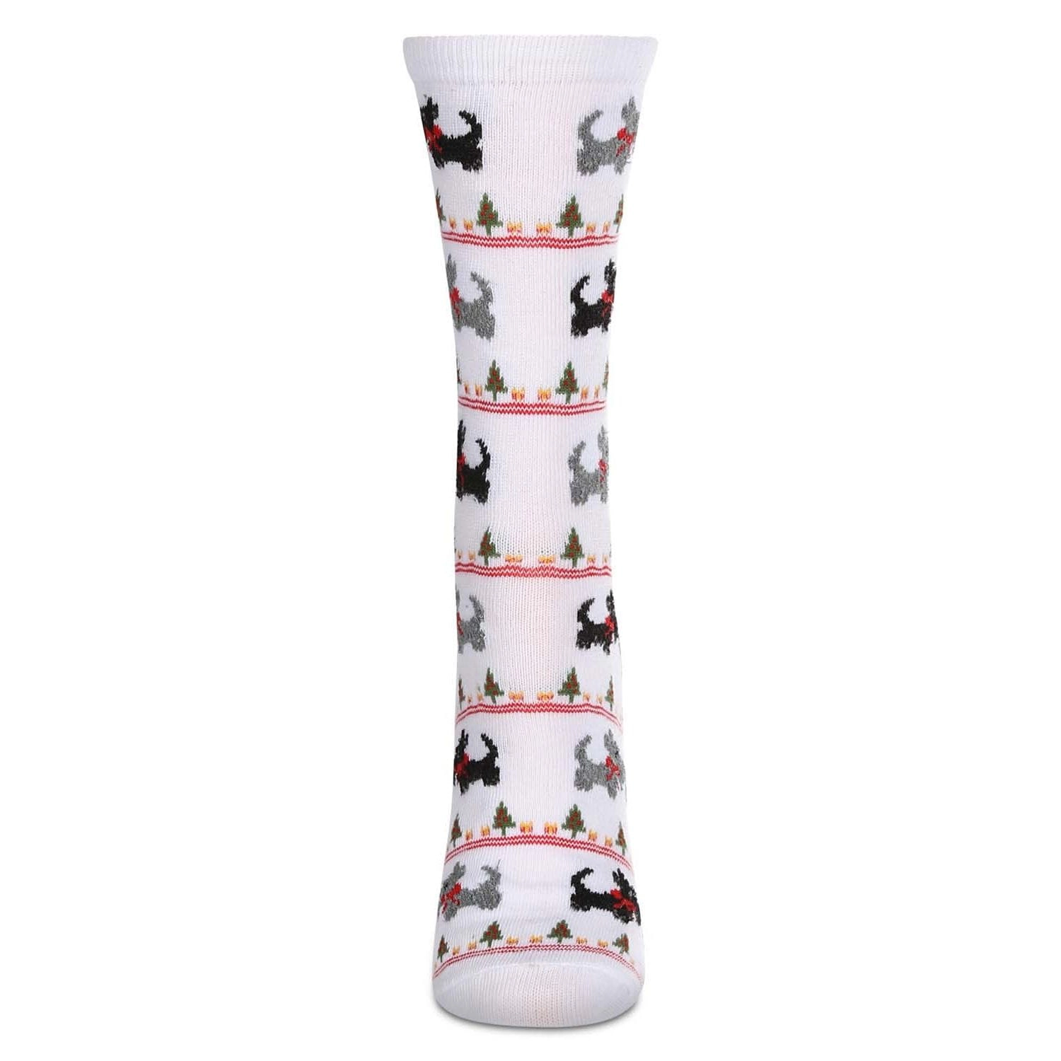 MeMoi Women's Christmas Scottie Dog Crew Socks