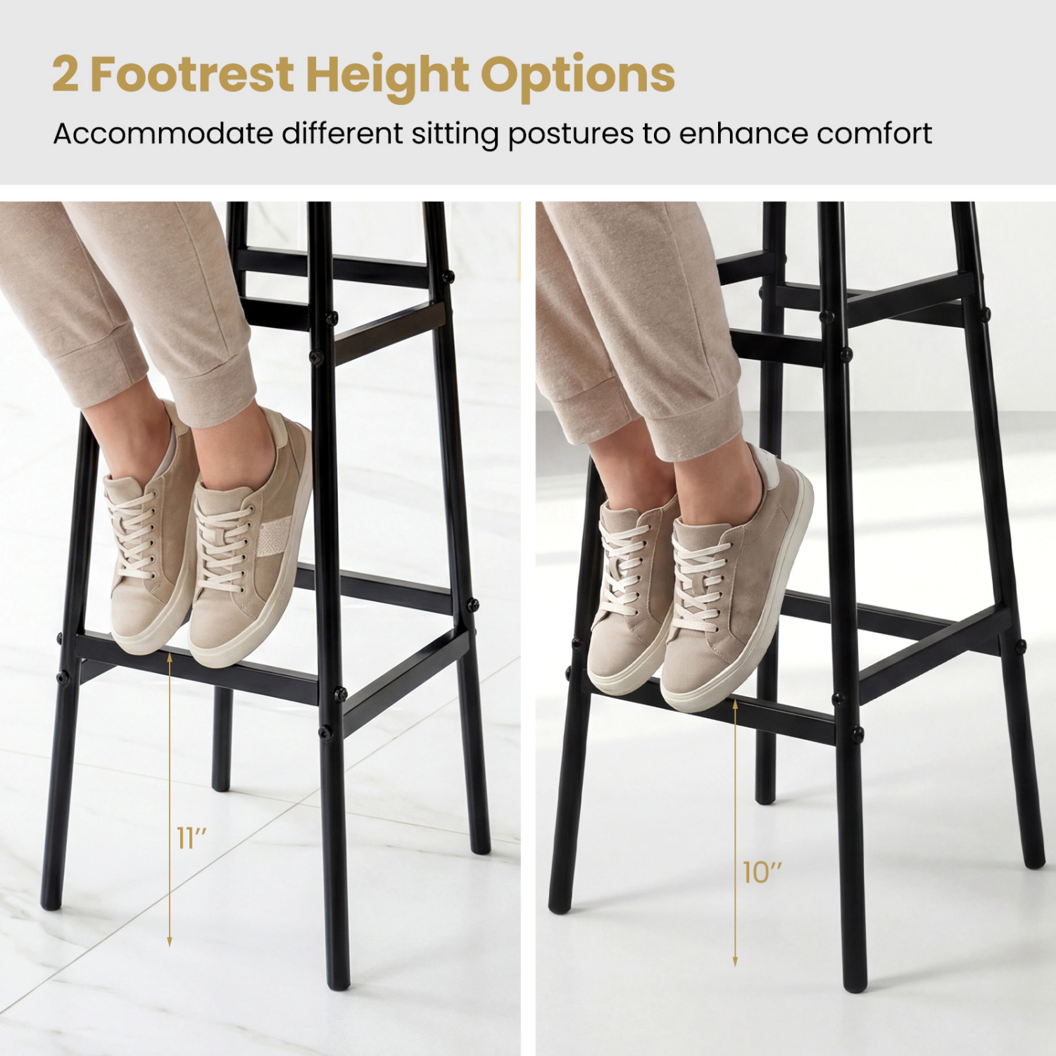 Glintex 2-Piece 29-Inch Round Backless Bar Stool Set with Metal Frame