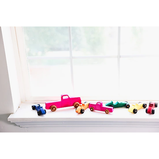 Montessori 9" Pink Wooden Pickup Truck for Toddlers 1–3 — Eco-Friendly Maple Toy, Made in USA
