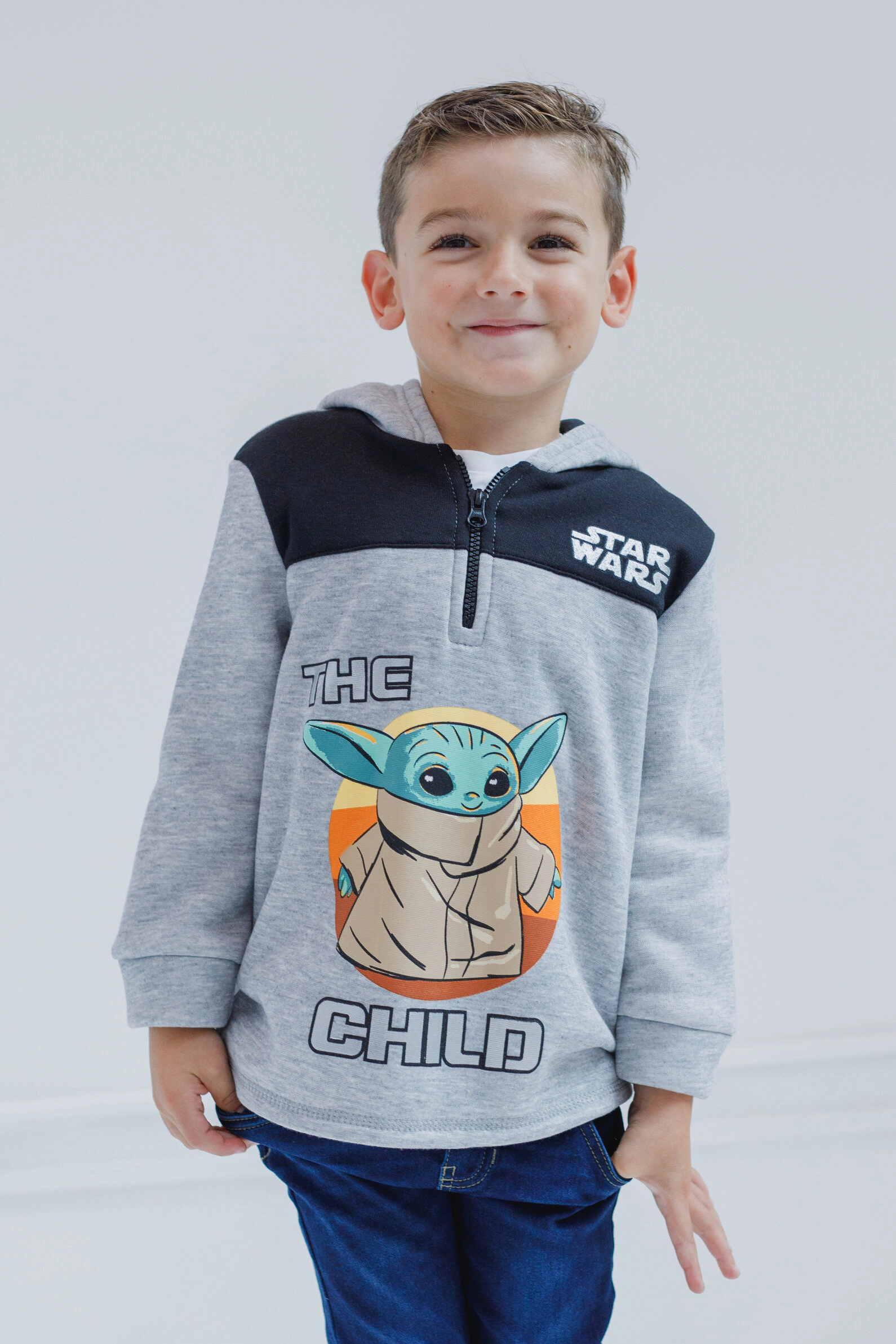 Star Wars The Mandalorian Grogu Fleece Quarter-Zip Hoodie