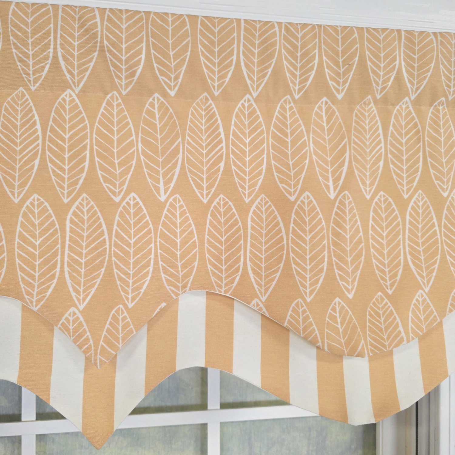 RLF Home 100% Cotton Fall D-Regal  Fully lined Windows Rod Pocket Valance 50" x 17"  Tan