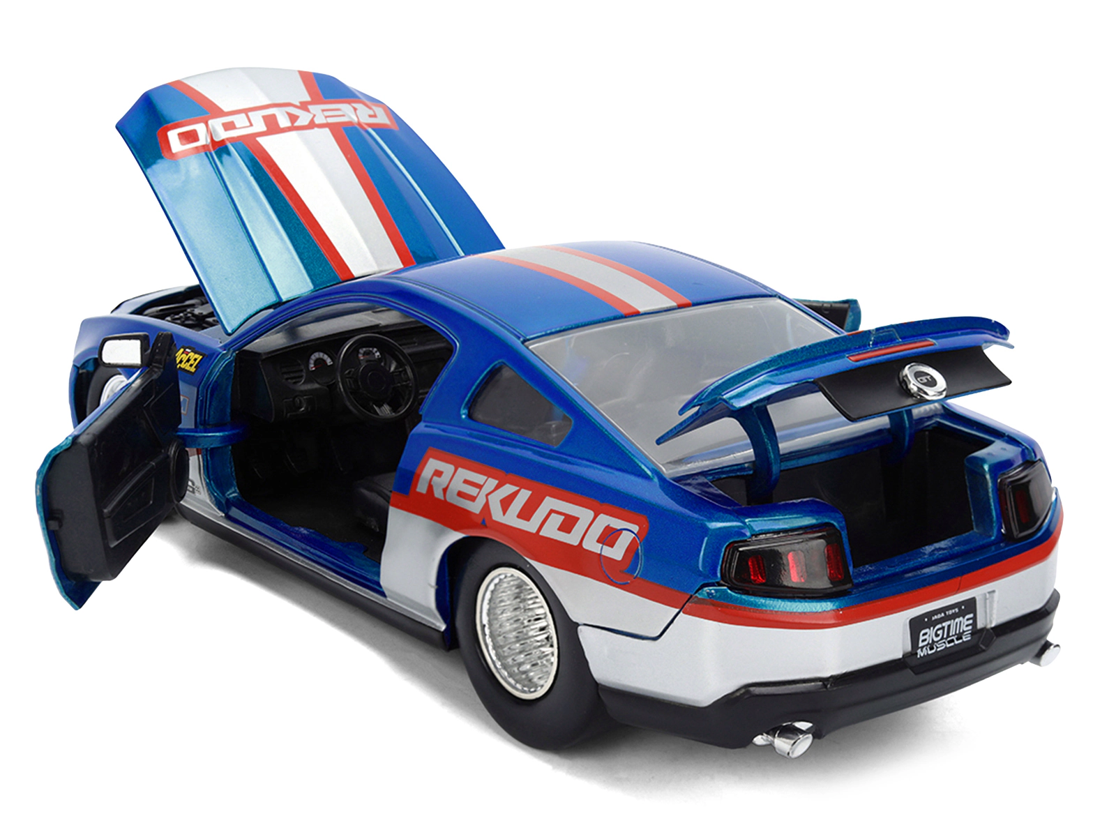 Jada 2010 Ford Mustang GT "Rekudo" Blue Metallic with Red and Silver Stripes "Bigtime Muscle" Series 1/24