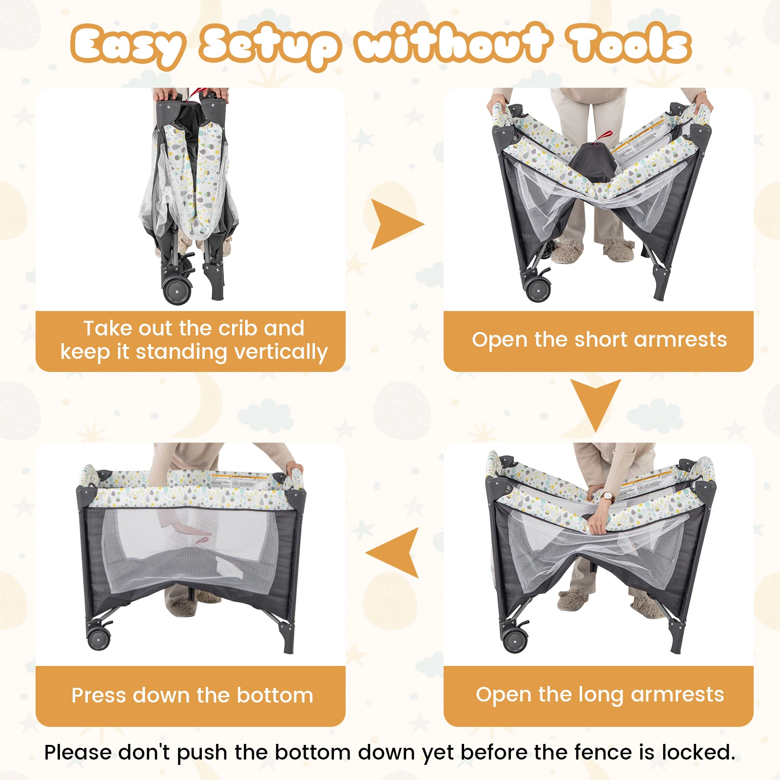 SUGIFT Baby 3-in-1 Bassinet Changing Table Carry Bag Portable Playard 40-in x 28.5-in x 29-in 33-lb Capacity Beige
