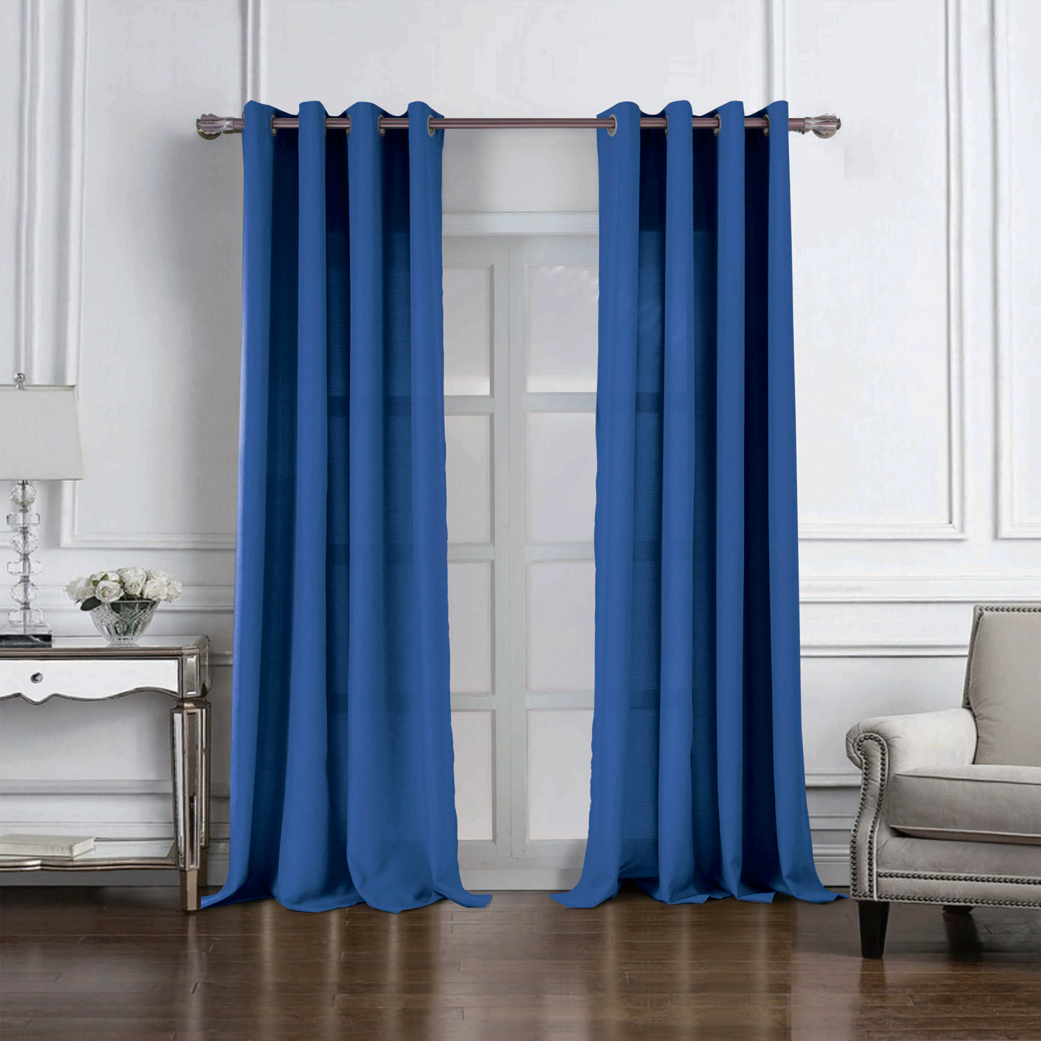 RT Designers Collection Cole Textured Grommet Room Darkening Curtain Panel 54" x 84" Navy