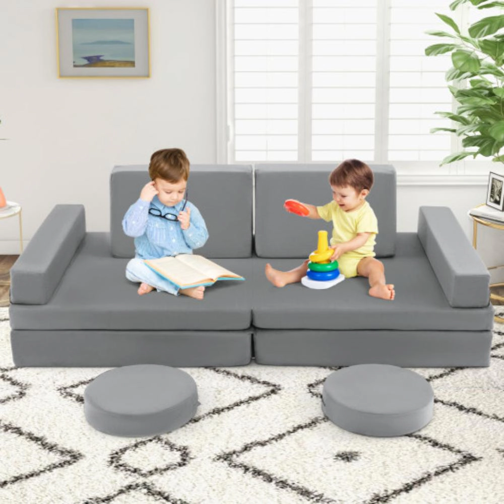 Hivvago 10-Piece Kids Play Couch Sofa With Portable Handle