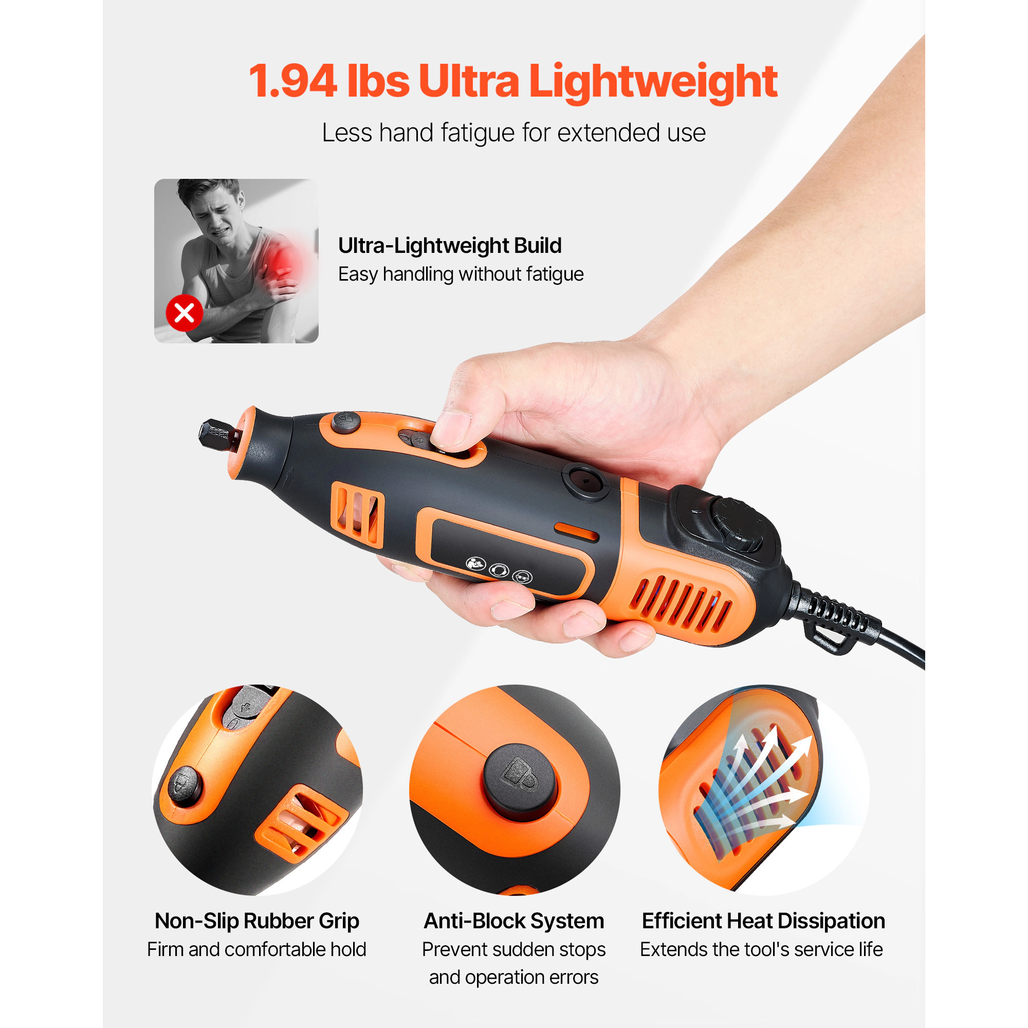 HONGGE Rotary Tool Kit, Mini Power Tool, Multi-Purpose DIY Tools for Engraving, Sanding, Polishing, Cutting
