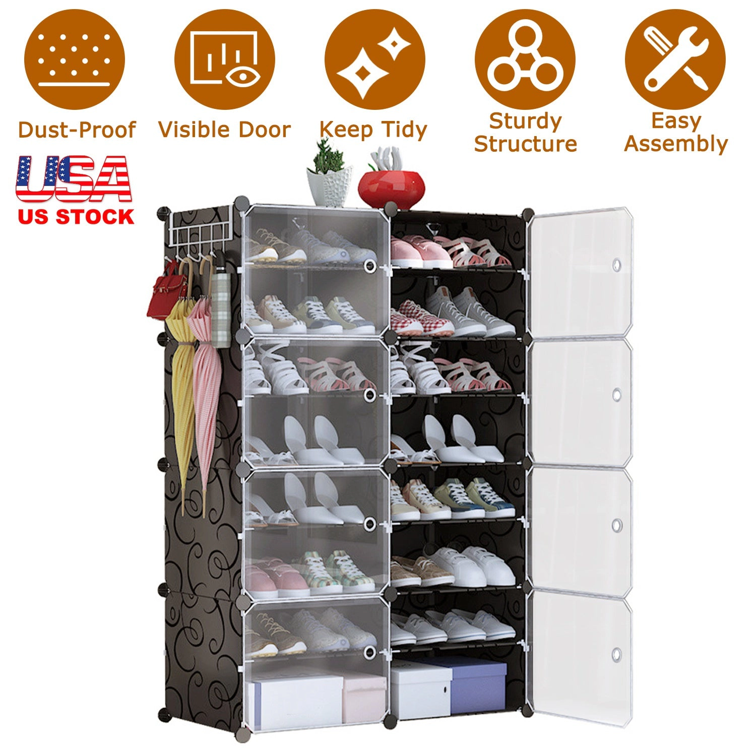 GBruno 8-Tier Stackable Shoe Rack Organizer